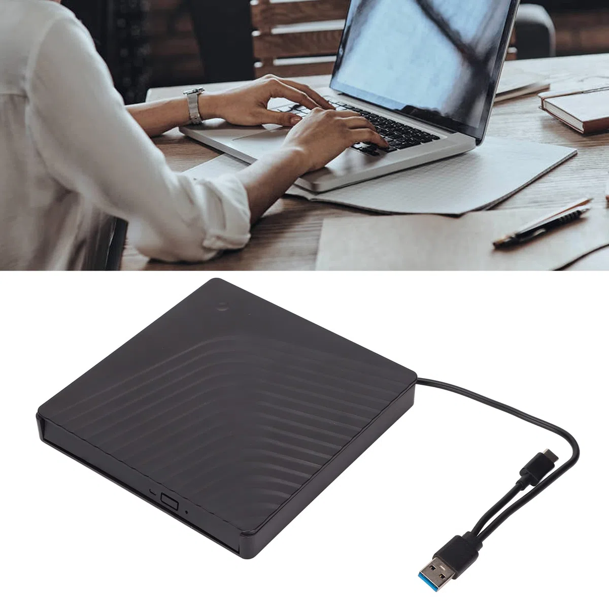 Zewnętrzny Napęd DVD USB 3.0, Przenośny Odtwarzacz DVD 5Gbps do Laptopa, Pudełko na Napęd CD do Napędu SATA DVD RW 12.7mm 9.5mm