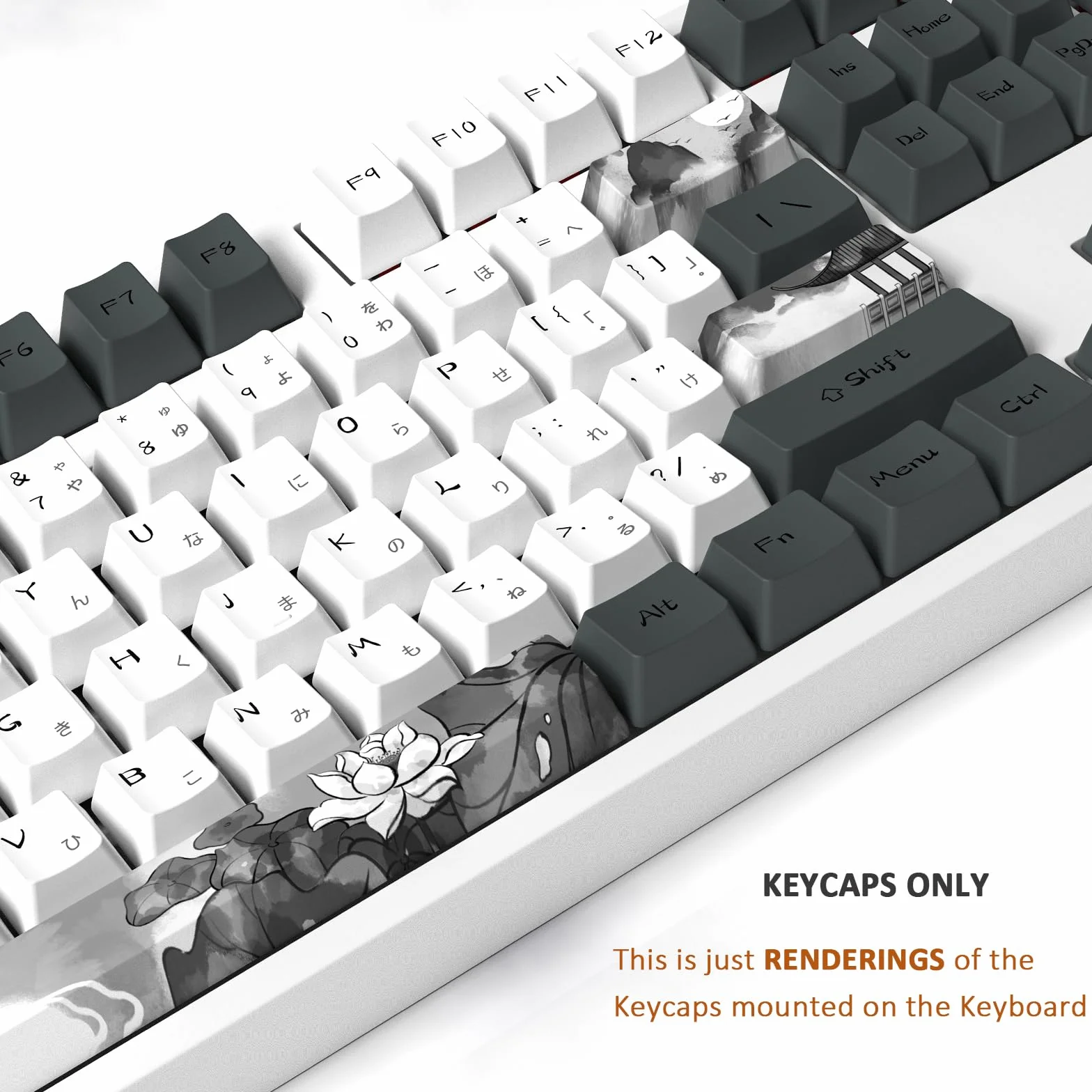 MOLGRIA Ink Lotus Nakładki na klawisze gamingowe PBT OEM 140 szt. termosublimacyjne ANSI/ISO do Gateron Kailh Cherry MX