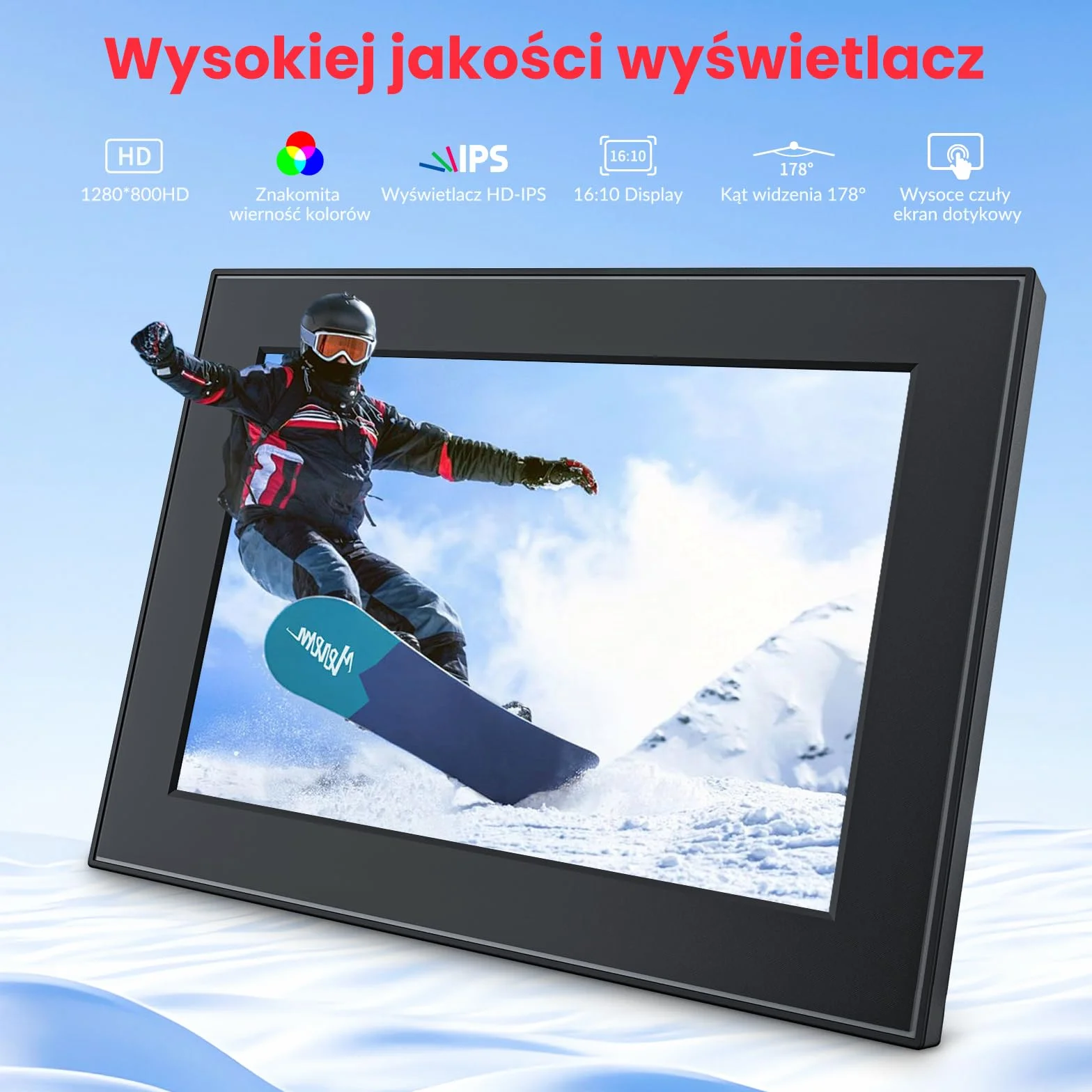 FRAMEO cyfrowa ramka na zdjęcia 32 GB, ekran dotykowy IPS 10,1", inteligentna cyfrowa ramka na zdjęcia, łatwa konfiguracja do udostępniania zdjęć lub filmów za pomocą