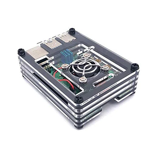 Digitalkey Obudowa do Raspberry Pi 4 akrylowa z wentylatorem chłodzącym i radiatorami
