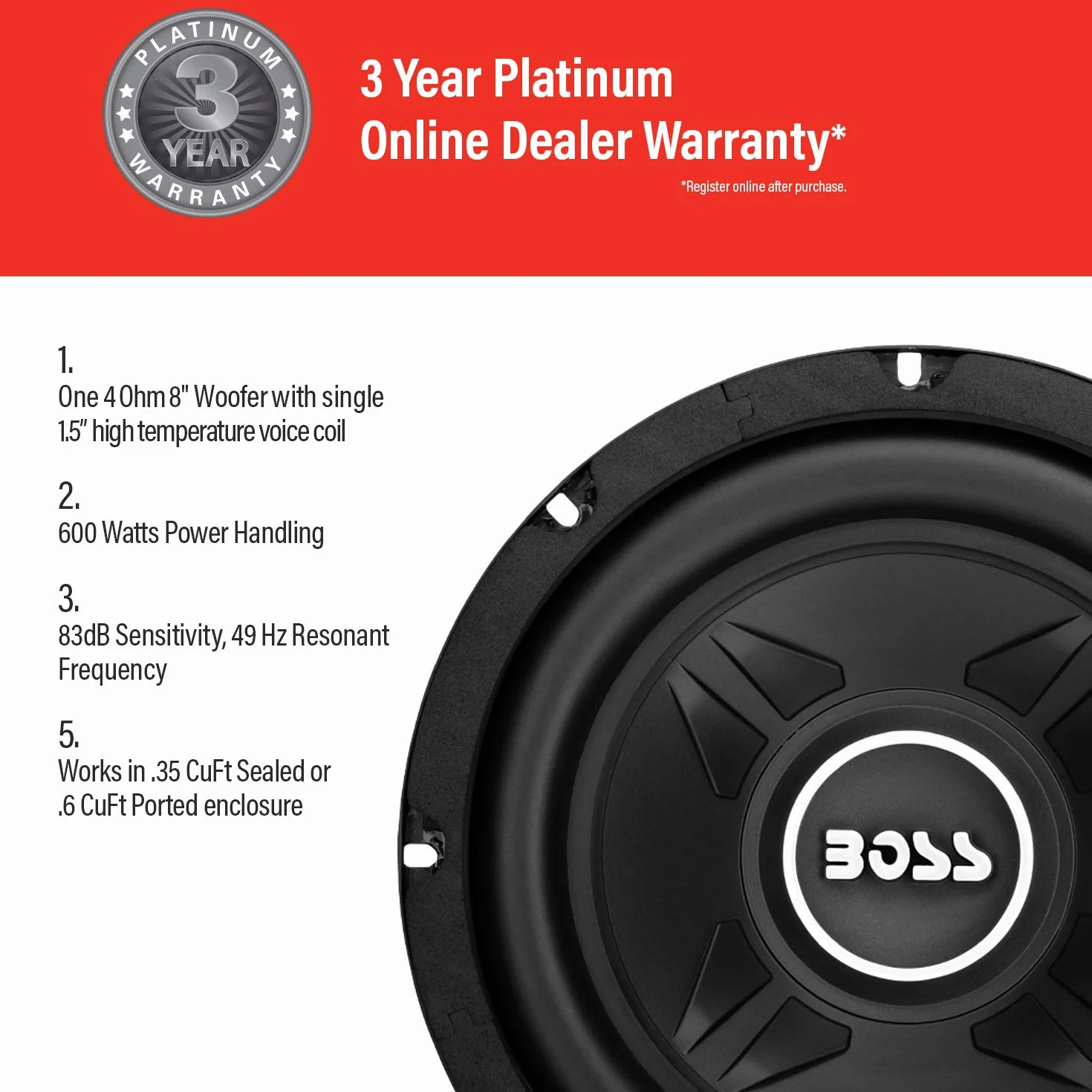 BOSS AUDIO CXX8 Chaos Exxtrem subwoofer 600 W (8 cali)