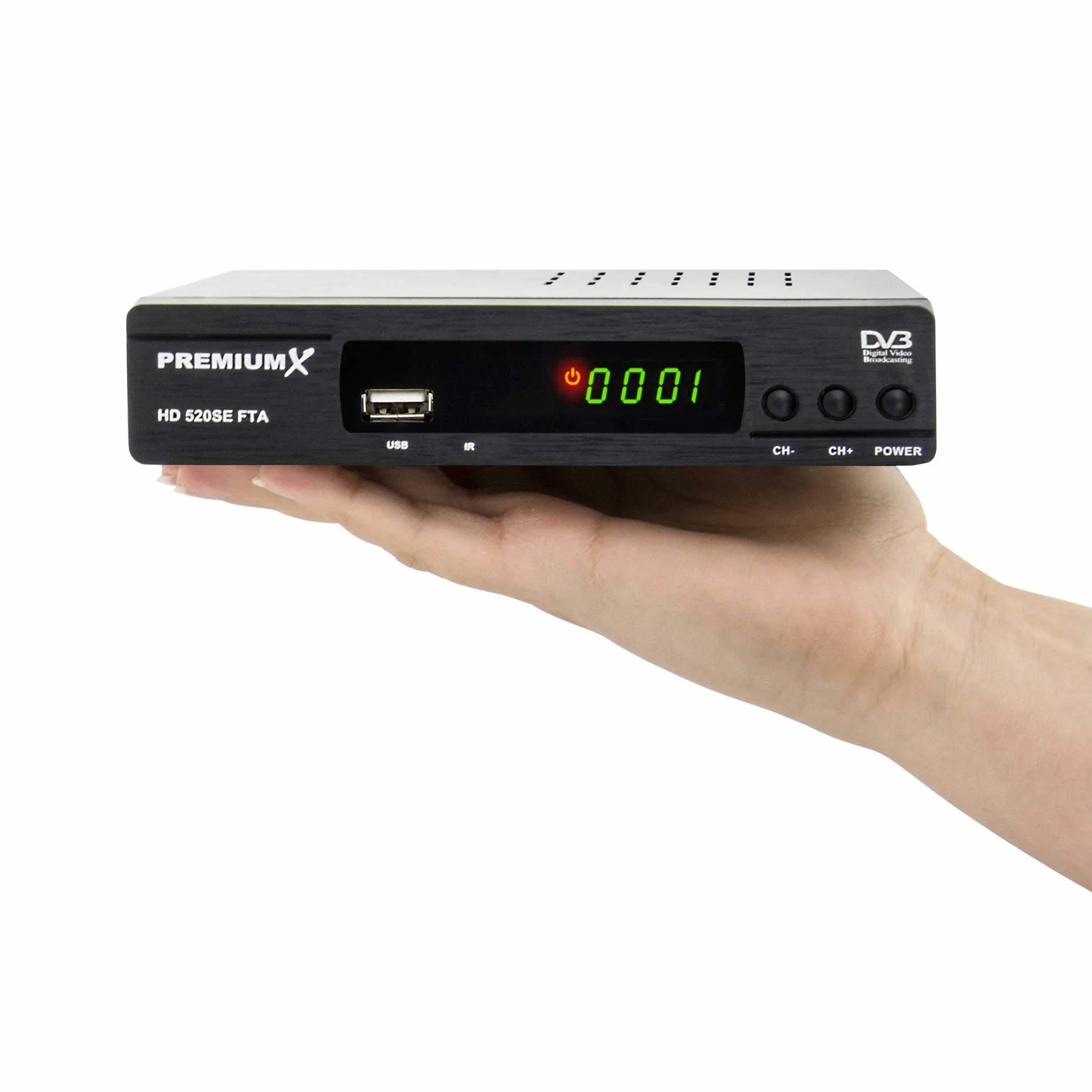 PremiumX odbiornik satelitarny HD 520SE FTA Digital SAT, DVB-S2 FullHD HDMI SCART 2 X USB odtwarzacz multimedialny, Astra Hotbird wstępnie zaprogramowany