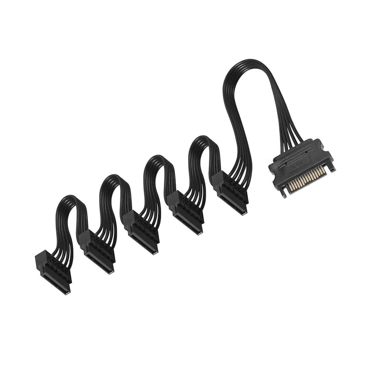 GERUI Dysk twardy 15PIN kabel SATA, męski 15-pinowy SATA do żeński 5 SATA kabel szeregowy rozdzielacz do HDD, SSD, napędów optycznych, kabel Sata (1)