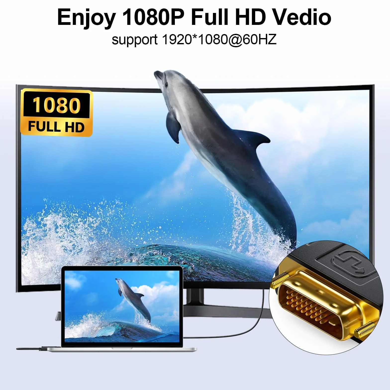 Adapter DVI na HDMI, wtyczka DVI-D do gniazda HDMI adapter 1920 x 1200 1080p, dwukierunkowa konwersja DVI (24+1) na HDMI do komputera, monitora, laptopa, telewizora, projektora, 1 szt