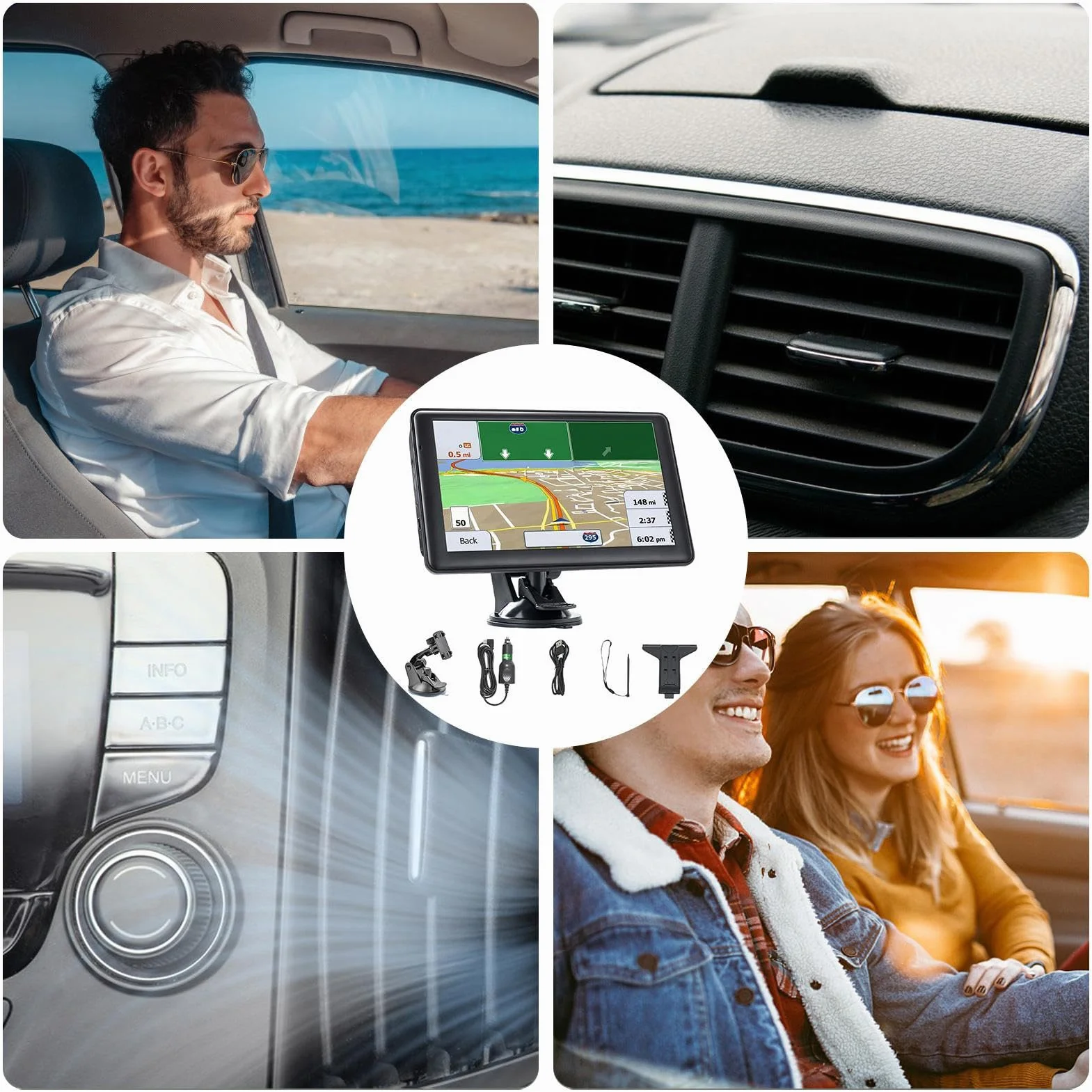 Nawigacja samochodowa GPS, nawigacja samochodowa 17,7 cm, inteligentny ekran dotykowy z ekranem o wysokiej rozdzielczości i mapami do pojazdów ciężarowych i długich podróży