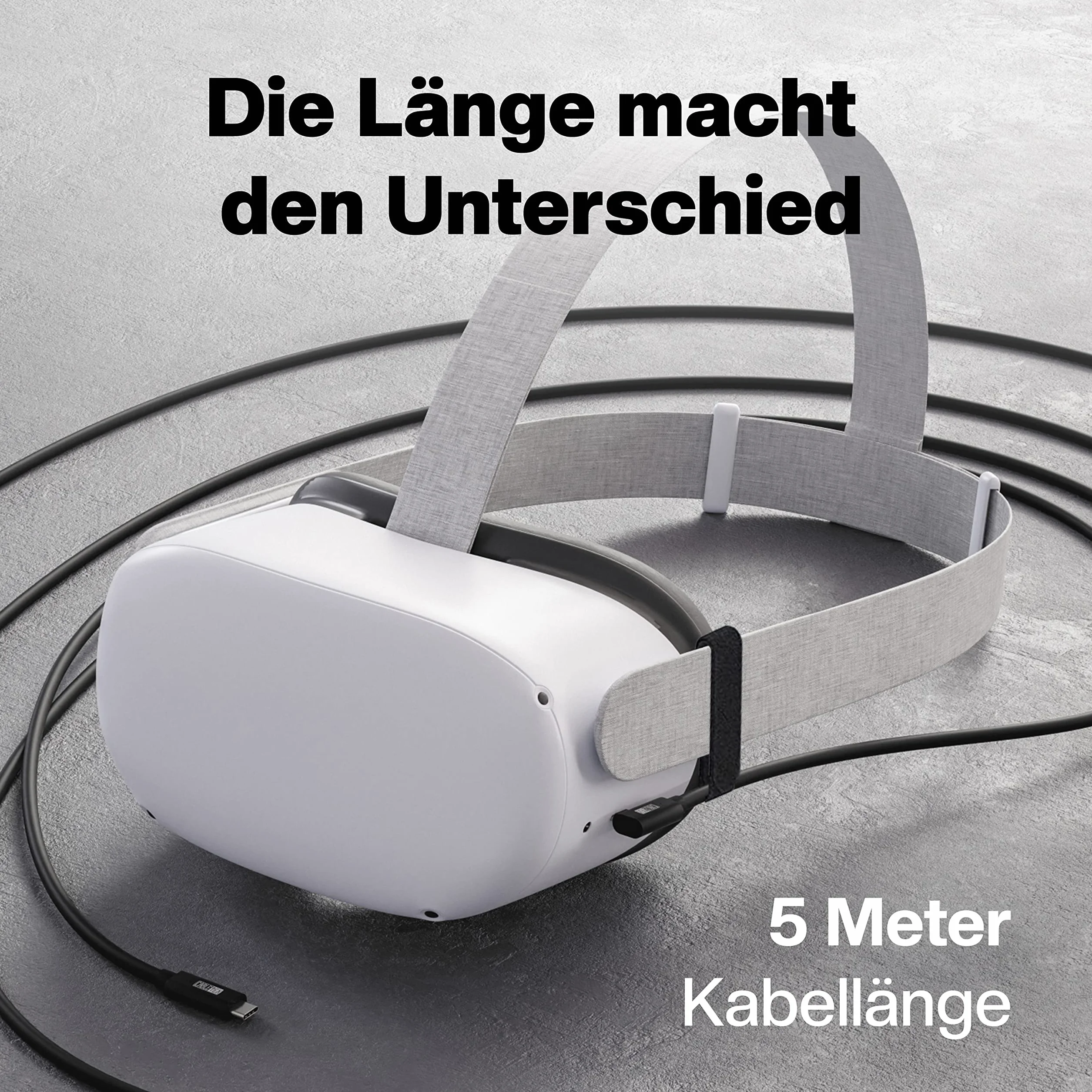 Kabel CABLETEX 5m Link do Meta Quest 3, Oculus Quest 2, PICO 4, PSVR2, Steam VR - Kabel USB 3.2 USB C do słuchawek VR i komputera do gier, transfer danych 5 Gb/s