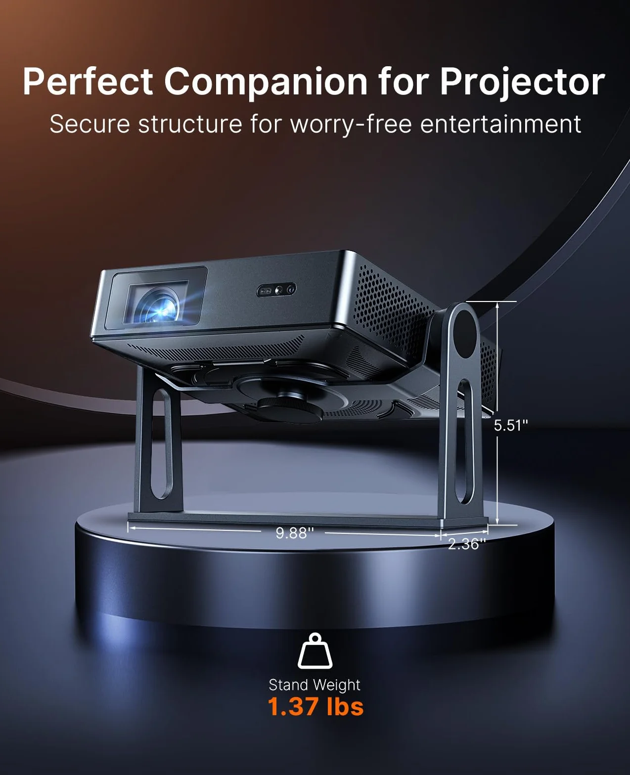 NexiGo Stojak biurkowy Gimbal dla projektora Nova Mini, regulacja nachylenia 360 stopni, kompaktowy i stylowy design, łatwy montaż, idealny do sufitu, sypialni i ogrodu