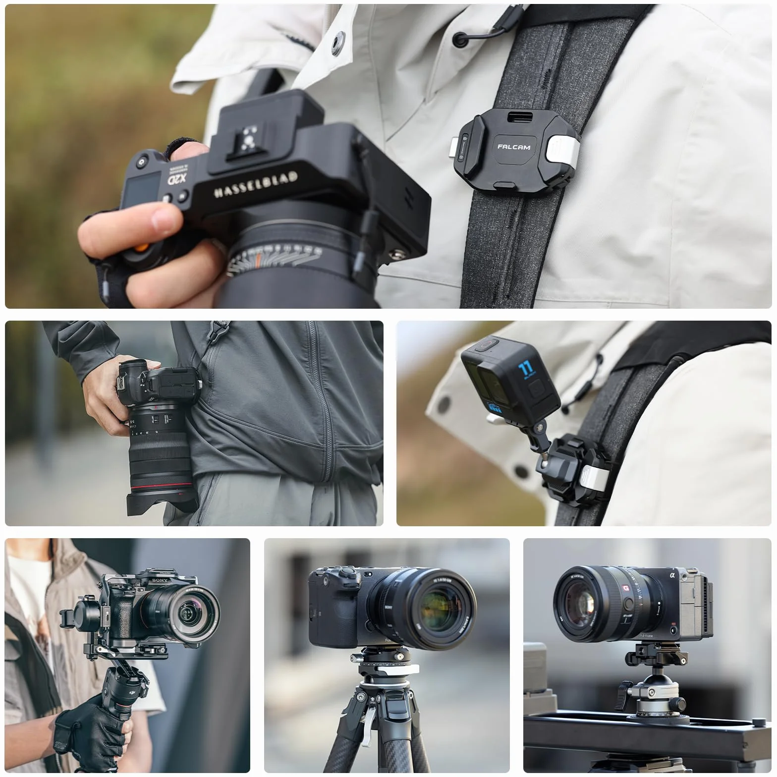 FALCAM F38 Kit Clip Camera V2, F38 klips plecak z płytą na plecak pasek na ramię i aparat F38B3803