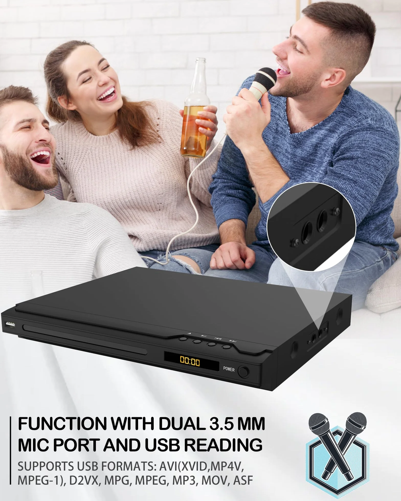 Odtwarzacz DVD 1080P HDMI z pilotem USB AV do telewizora