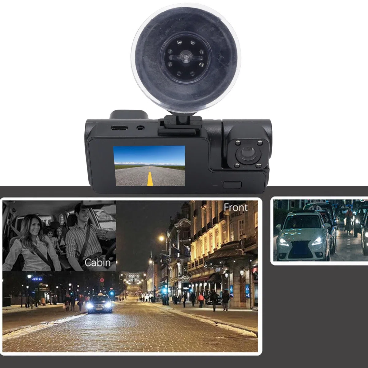 VBESTLIFE Kamera Deska Rozdzielcza, Podwójne Nagrywanie Soczewek 1080p z Przodu i 720p Wewnątrz Obiektywu z Wi -Fi, Rejestrator Samochodu z kartą Pamięci 32 GB