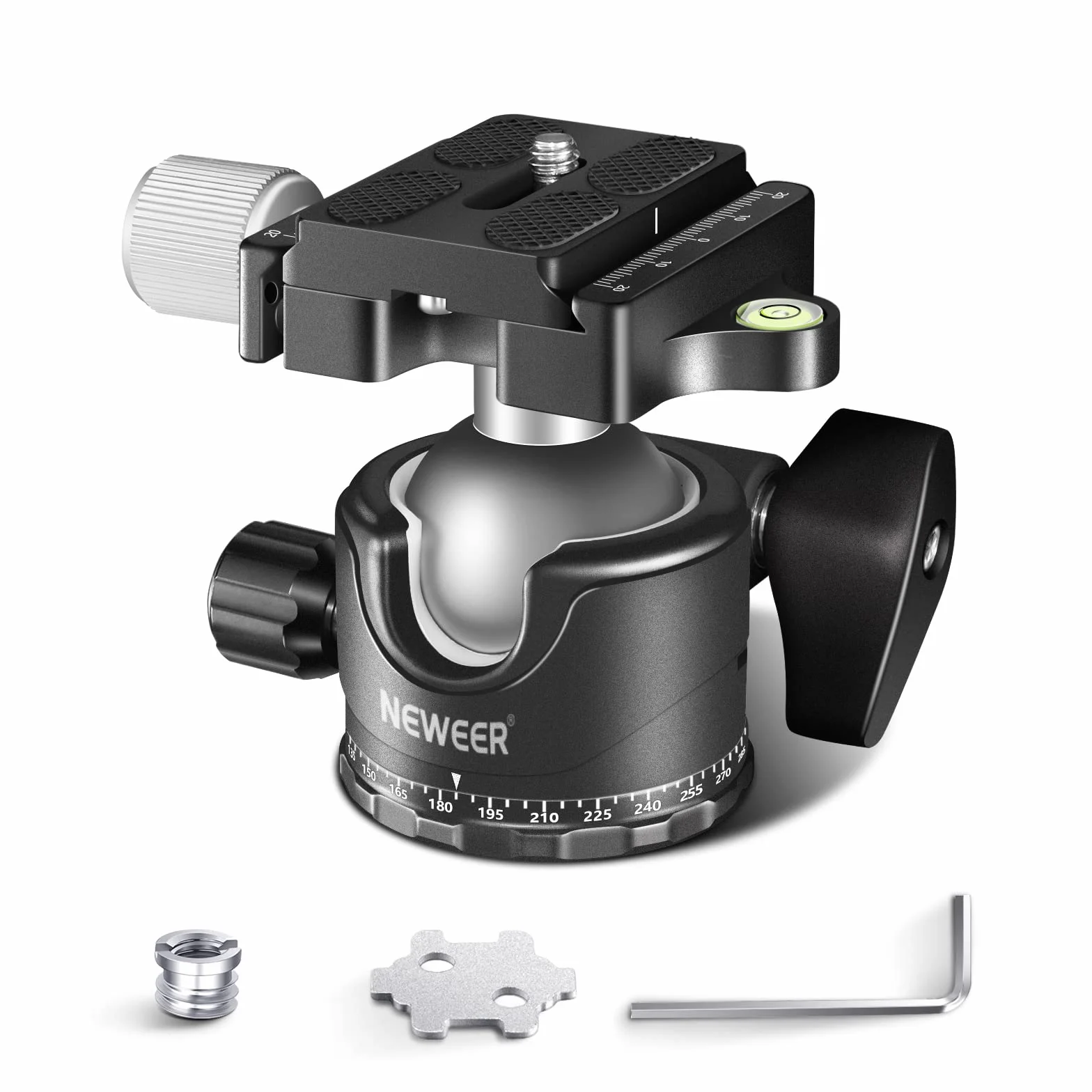NEEWER Głowica kulowa o niskim profilu do statywu do aparatu, 36 mm, metalowa panoramiczna głowica statywu z niskim środkiem ciężkości, kompatybilna z Arca 1/4" płytka szybkiej wymiany do statywu