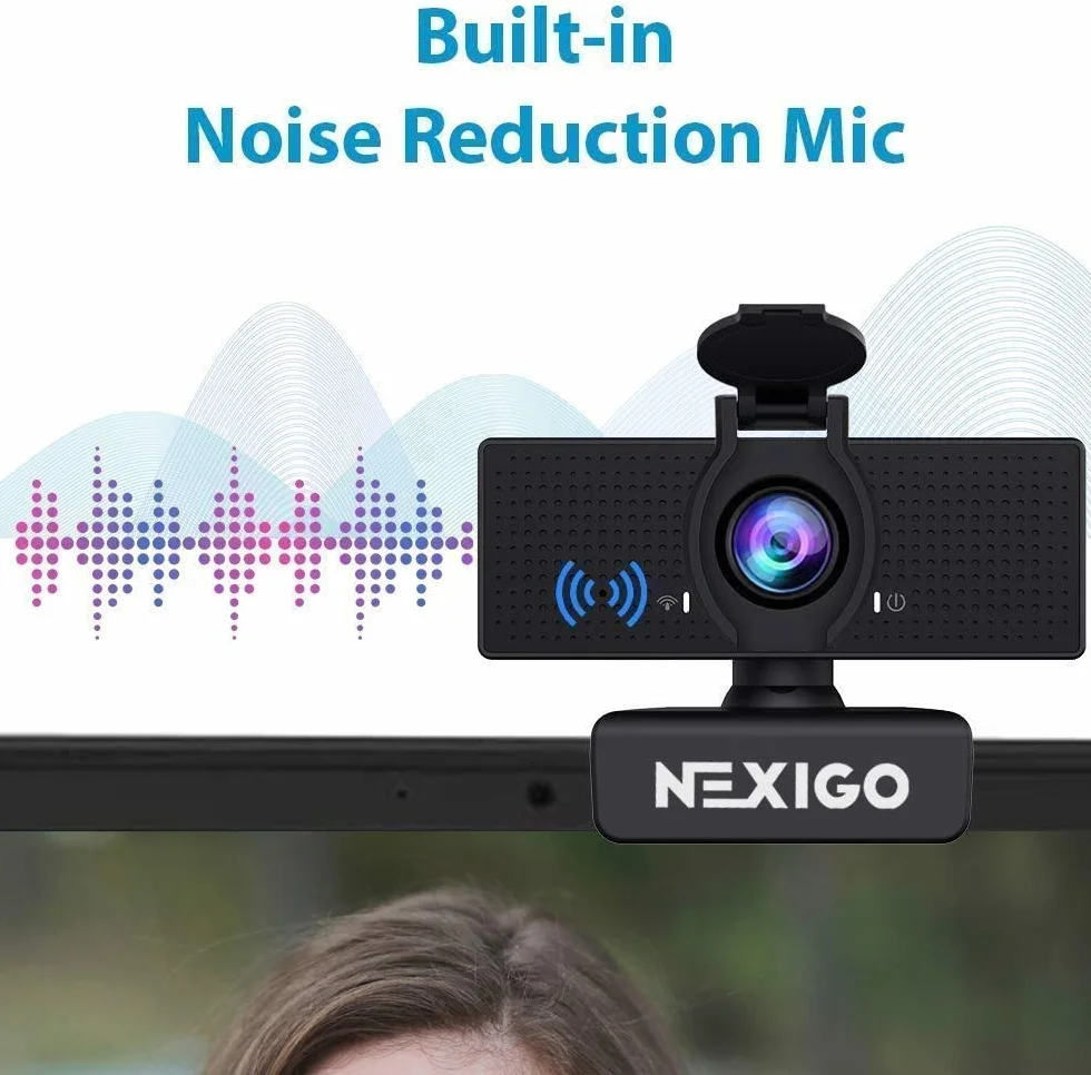 NexiGo N60 1080P Kamera internetowa, Full HD z mikrofonem, regulowane pole widzenia, zoom, oprogramowanie do kontroli prywatności, kamera komputerowa USB, do zoomu/Skype/Teams