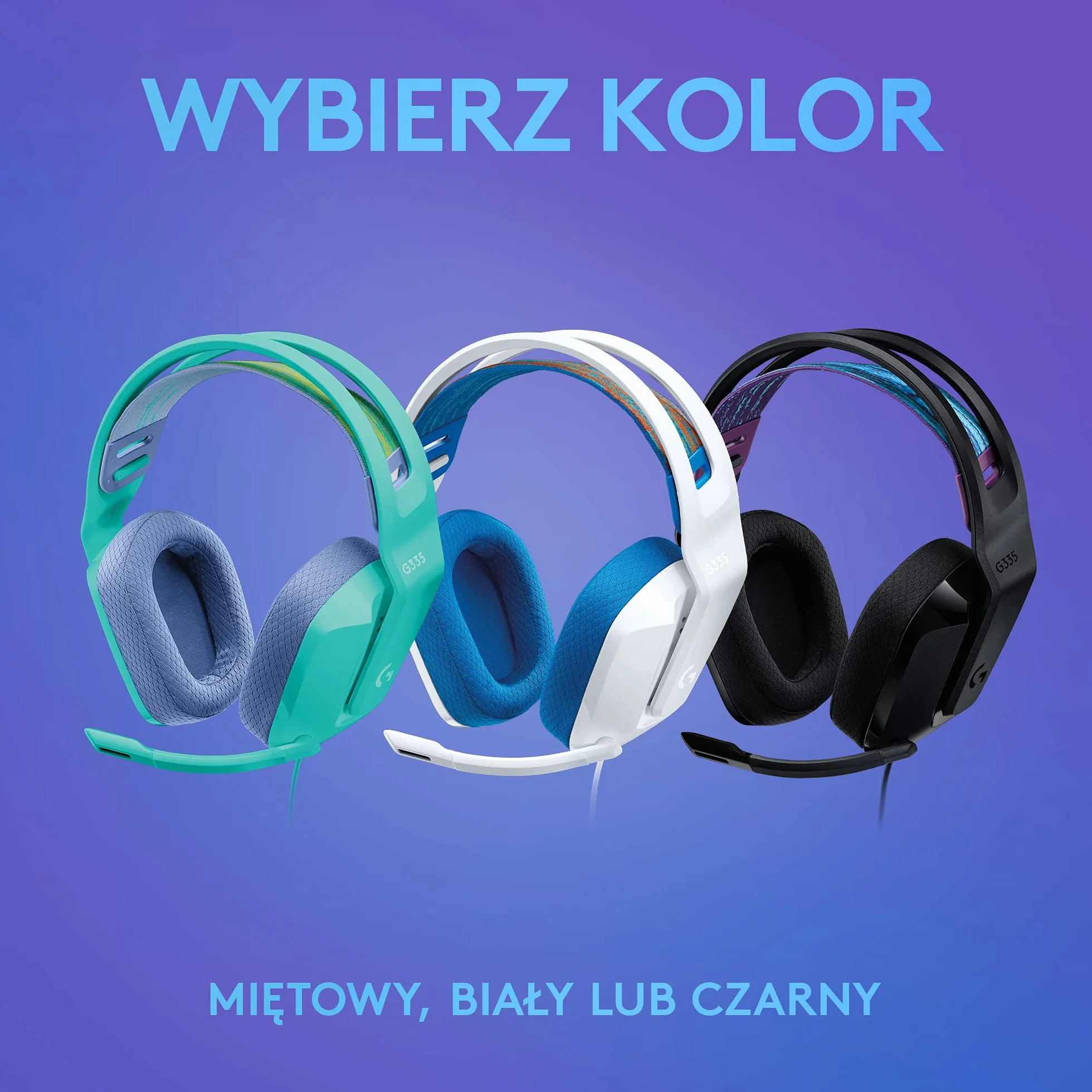 Logitech G335 Przewodowy zestaw słuchawkowy do gier z mikrofonem Flip to Mute, Mini Jack 3,5 mm, nauszniki z pianki memory, kompatybilny z PC, PlayStation, Xbox, Nintendo Switch - Czarny
