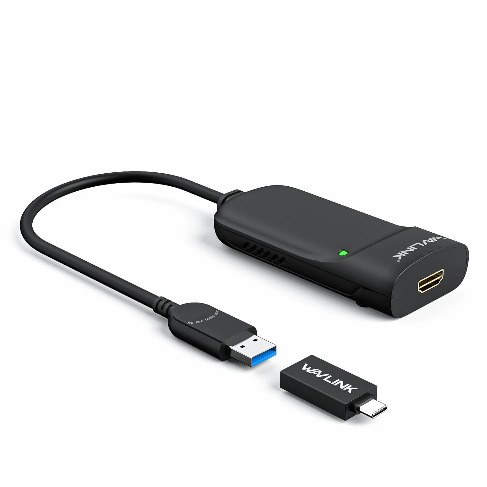 WAVLINK Adapter USB C do HDMI, konwerter USB 3.0 na HDMI, 2K 60 Hz, chipy wyświetlacza obsługują do 6 wyświetlaczy dla systemu Windows