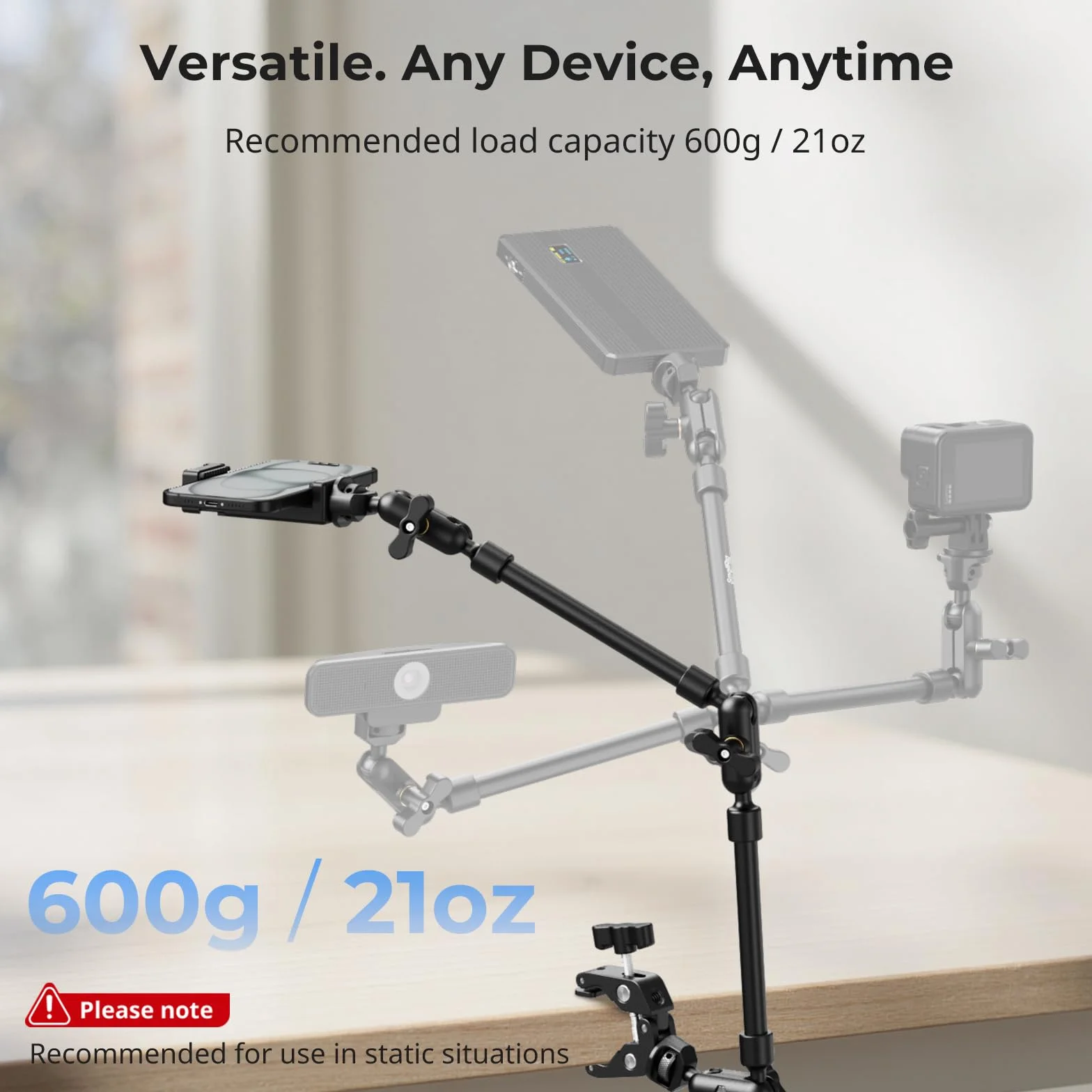 SMALLRIG 22" Magic Arm w Clamp, Overhead Phone Mount, Elastyczny Uchwyt i Zacisk do Kamery, Przegubowe Ramię Wysięgnika z Adapterem Gwintowanym - 4766