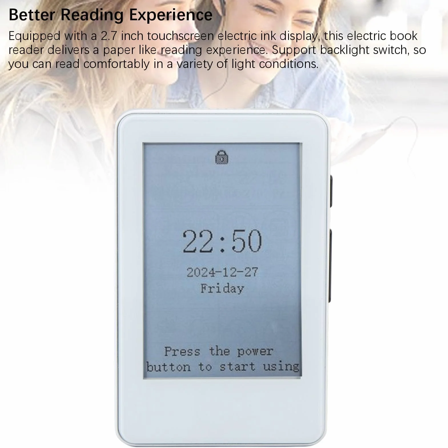 2,7 -calowy Mały Czytnik Ebooków, Ekran Ekranu Dotykowego E Reader z Odtwarzaczem Mp3, Obsługuje się do 128 GB