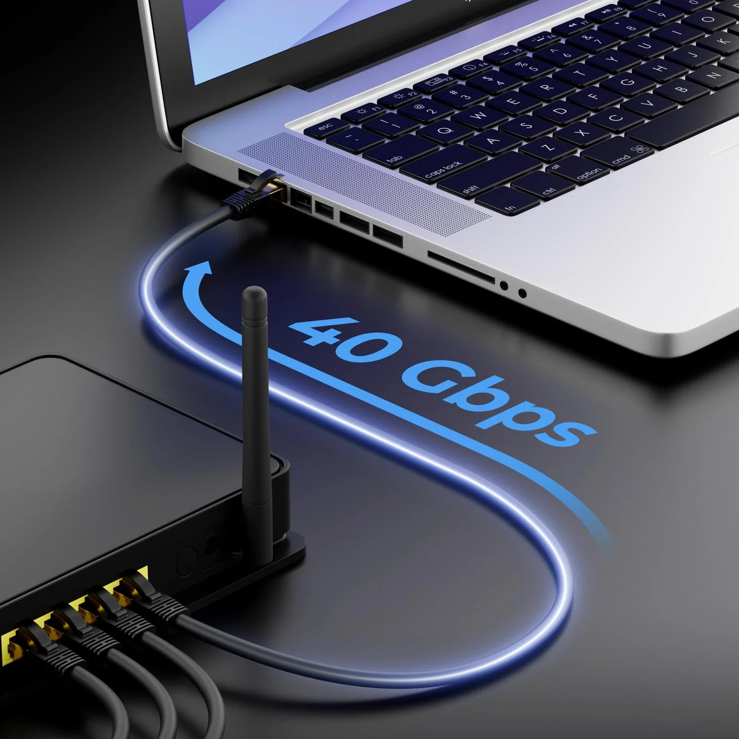 deleyCON 5m CAT 8 Kabel Sieciowy (40 Gbit/s, Miedziany, S/FTP) Gigabit Ethernet LAN Cable Kabel Krosowy RJ45 Wtyczka do CAT8 CAT7 CAT6 POE PC PS5 Routera Modemu TV Switch Laptop - Schwarz