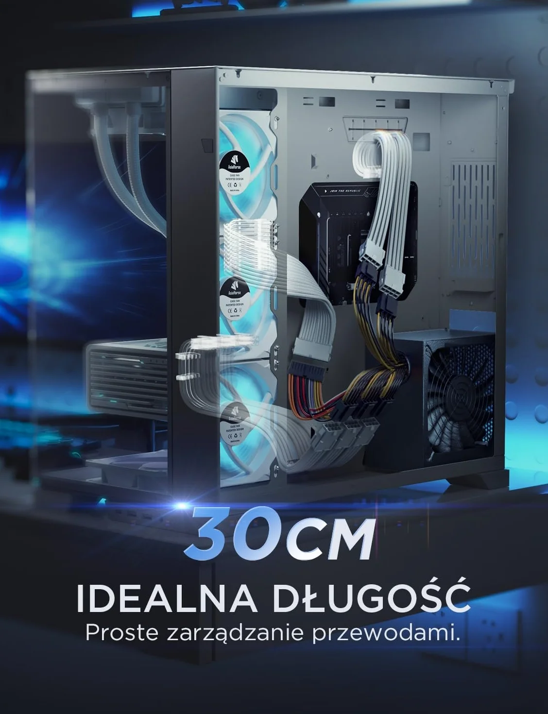 AsiaHorse Zaktualizuj przedłużenie kabla zasilacza 16AWG, Zestaw kabli w osłonie PC do GPU/CPU, przedłużacze kabli zasilających komputer, 24PIN/(6+2) PIN/(4+4) PIN,30CM, Czysty Biały