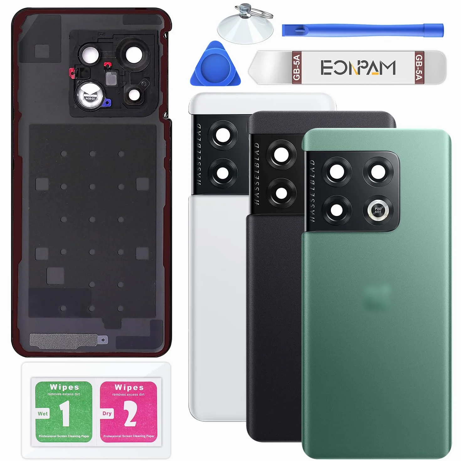 Tylna szklana pokrywa baterii, zamiennik zestawu naprawczego do OnePlus 10 Pro z soczewką aparatu (szmaragdowy las)