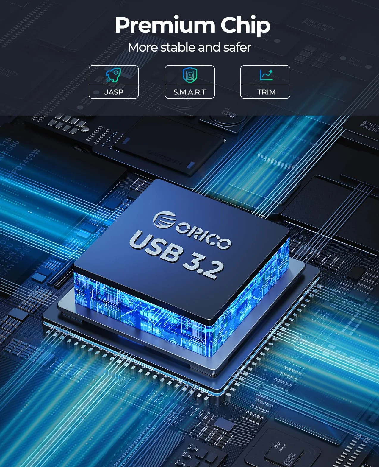 ORICO Aluminiowa obudowa dysku twardego 3,5 cala USB C 3.2 6 Gbps zewnętrzna HDD SATA SSD 20 TB