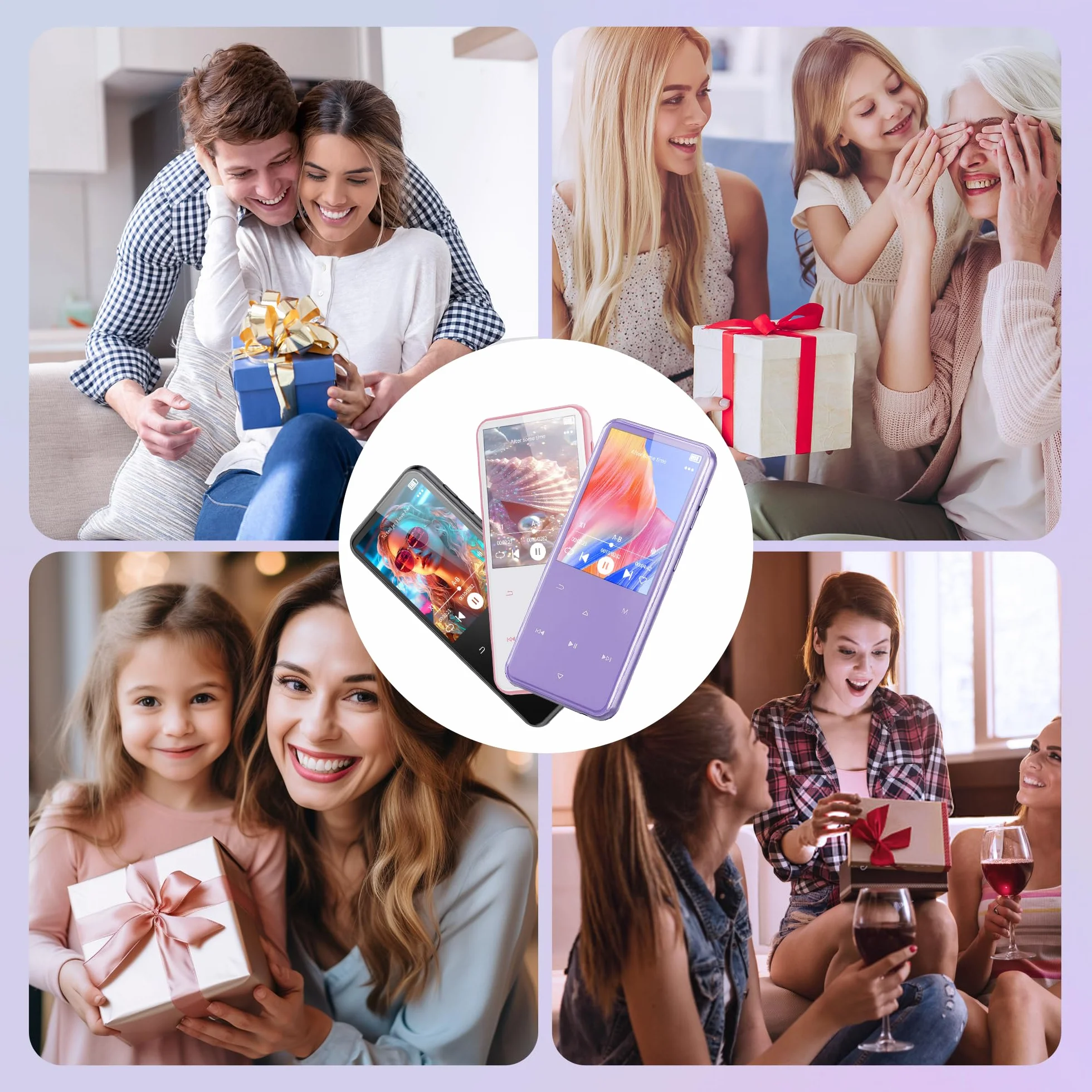 AGPTEK Odtwarzacz MP3 64 GB, Bluetooth 5.3, kolorowy ekran TFT 2,4", muzyka HiFi, odtwarzacz MP3 dla dzieci, z głośnikiem, przyciskami dotykowymi, radiem FM, e-bookiem, nagrywaniem, obsługa do 128 GB