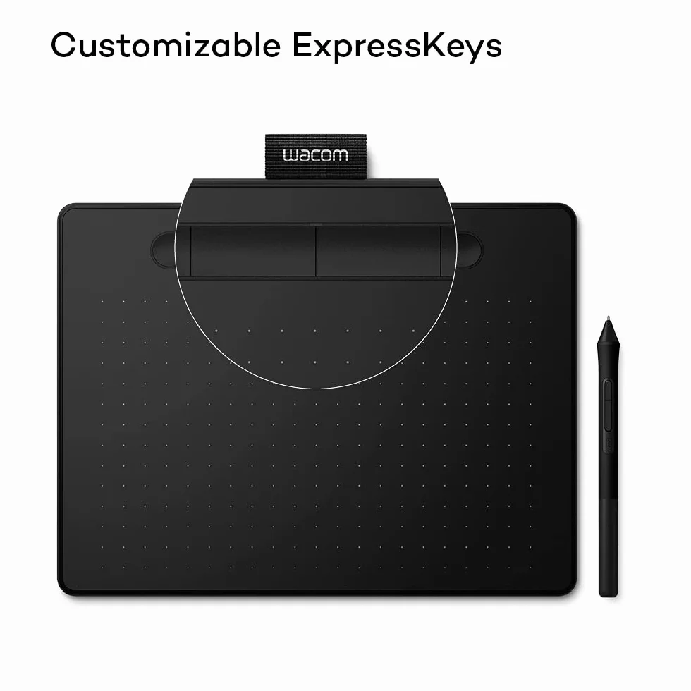 Wacom Intuos Medium Tablet Graficzny - Cyfrowy Tablet do Malowania, Szkicowania i Edycji Zdjęć, W Zestawie z Ultraczułym Piórem, Odpowiedni do Pracy i Nauki Zdalnej, Czarny