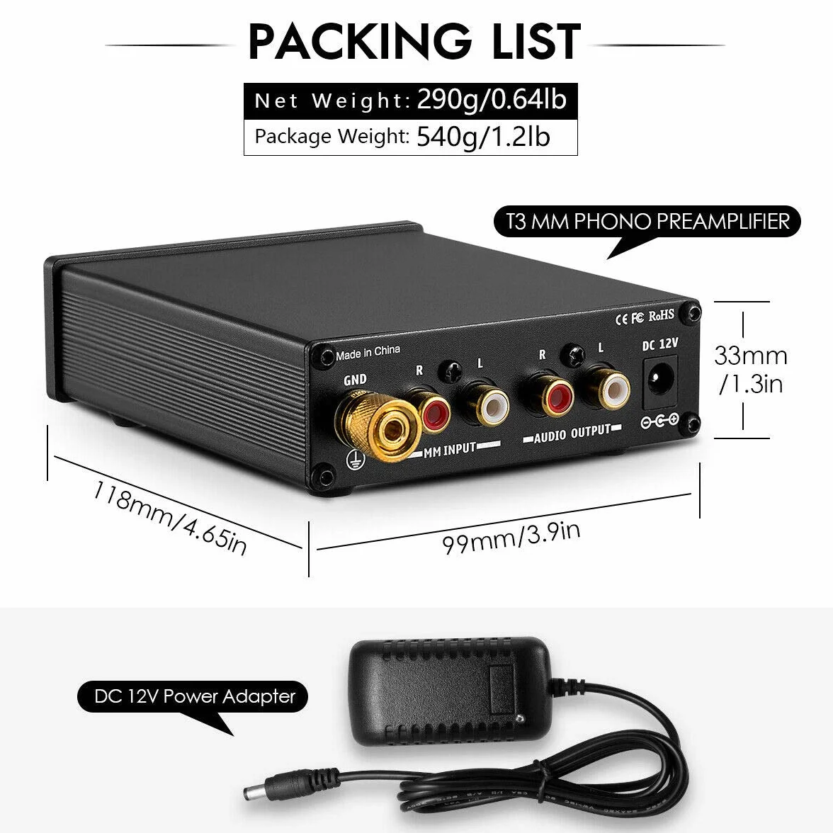 Nobsound Mini Hi-Fi MM przedwzmacniacz gramofonowy RIAA, przedwzmacniacz płyt gramofonowych, wzmacniacz gramofonowy