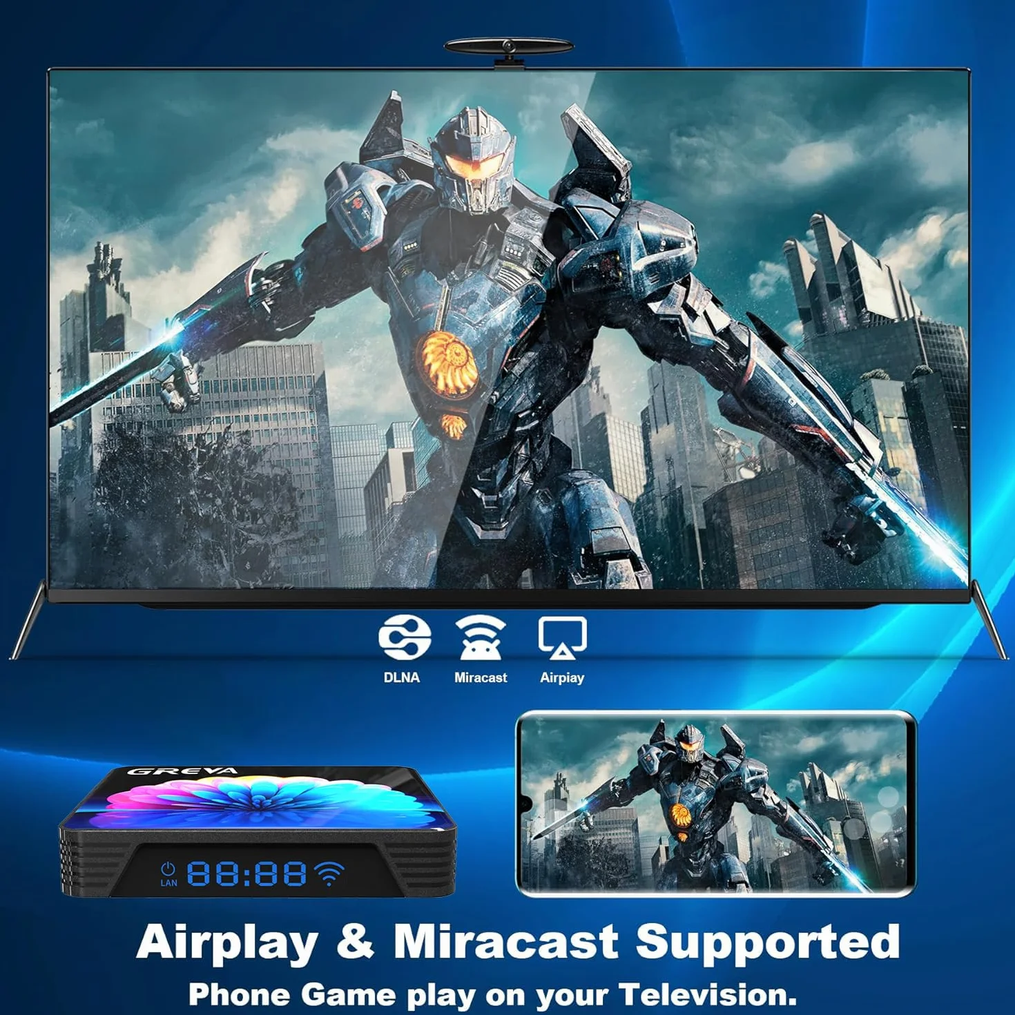 GREVA Android 13.0 TV Box 2 GB RAM 16 GB ROM, Smart TV Box Android TV 4K 8K RK3528 64bit czterordzeniowy, 2,4/5,0 GHz WiFi6, dwuzakresowy odtwarzacz BT 5.0, 10/100 m, Ethernet, Internet, HDMI Ultra HD