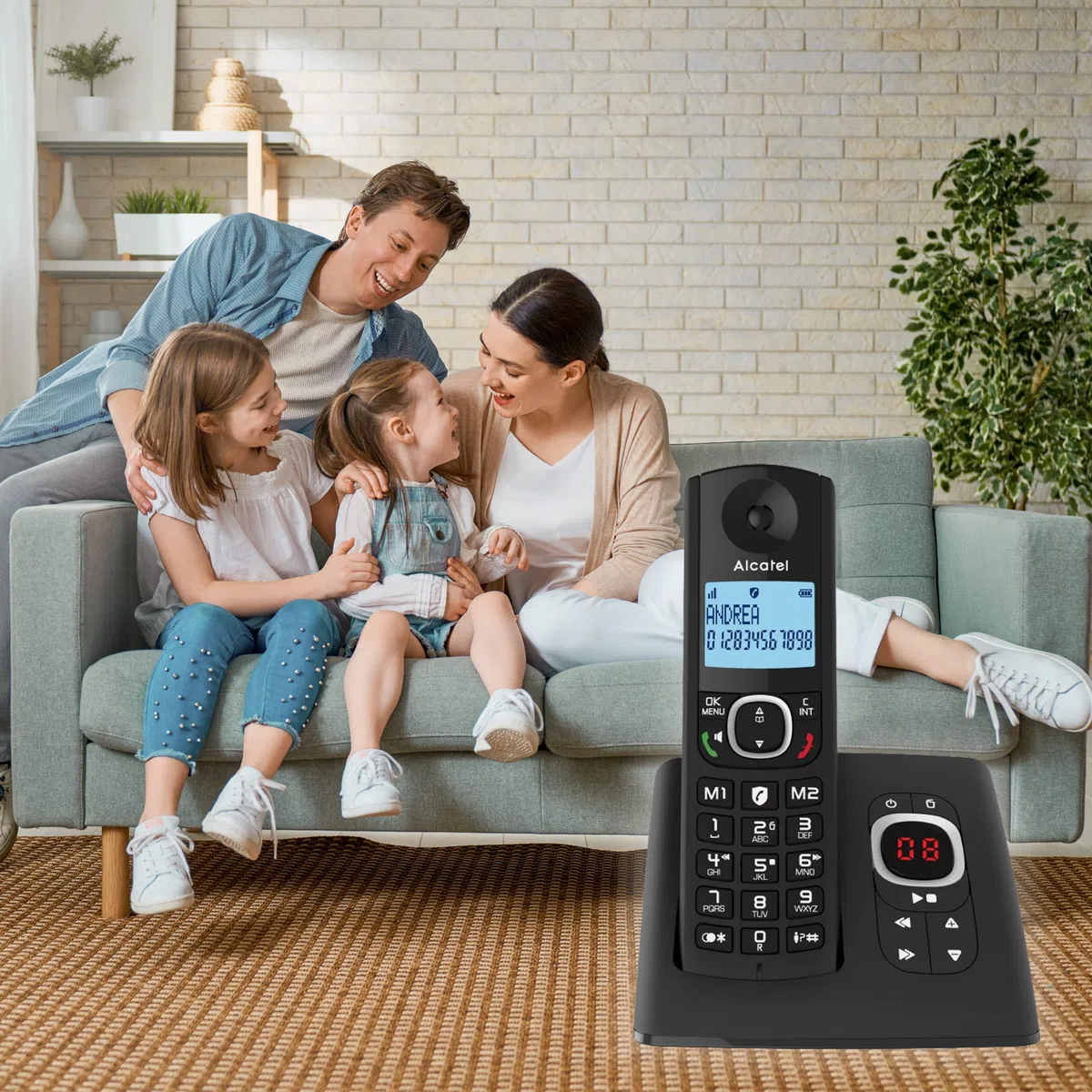 Alcatel F530 Voice Trio, telefon bezprzewodowy z automatyczną sekretarką i 3 słuchawkami, blokowanie połączeń i funkcją głośnomówiącą, czarny