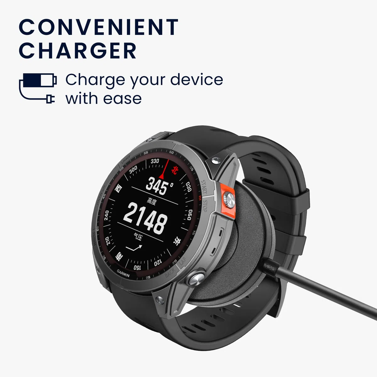 kwmobile Kabel USB kompatybilny z Garmin Venu Sq Music/Sq 2 / Venu 2 Plus/Fenix 7 / vivoactive 4 - zapasowy kabel typu C do ładowania - ładowarka fitness tracker smartwatch - czarny