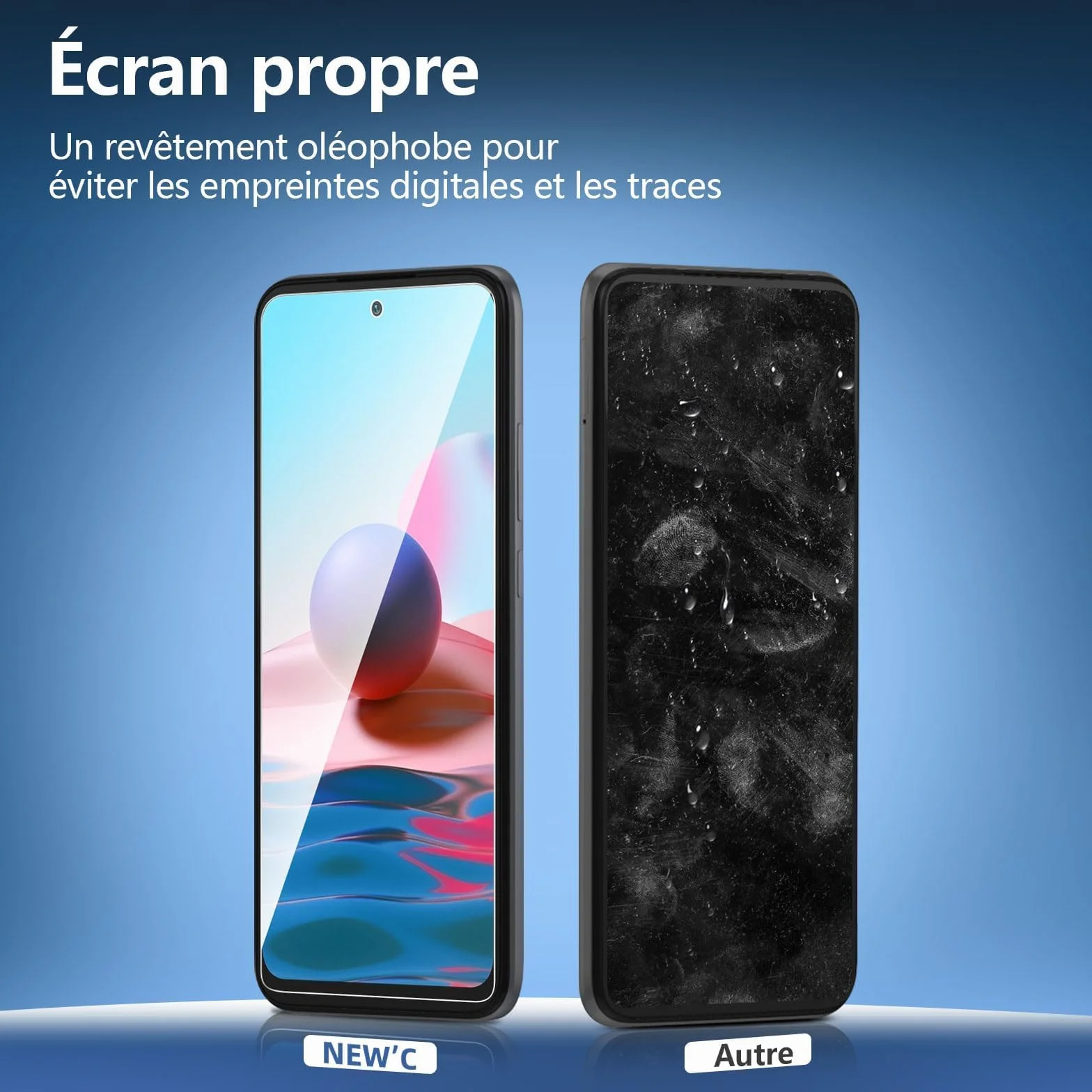 NEW'C Zestaw 3 sztuk szkła hartowanego do Xiaomi Redmi Note 10 Pro, 10 Pro Max 4G, folia ochronna na ekran, odporna na zarysowania, bez pęcherzyków powietrza, bardzo wytrzymała (0,33 mm HD Ultra