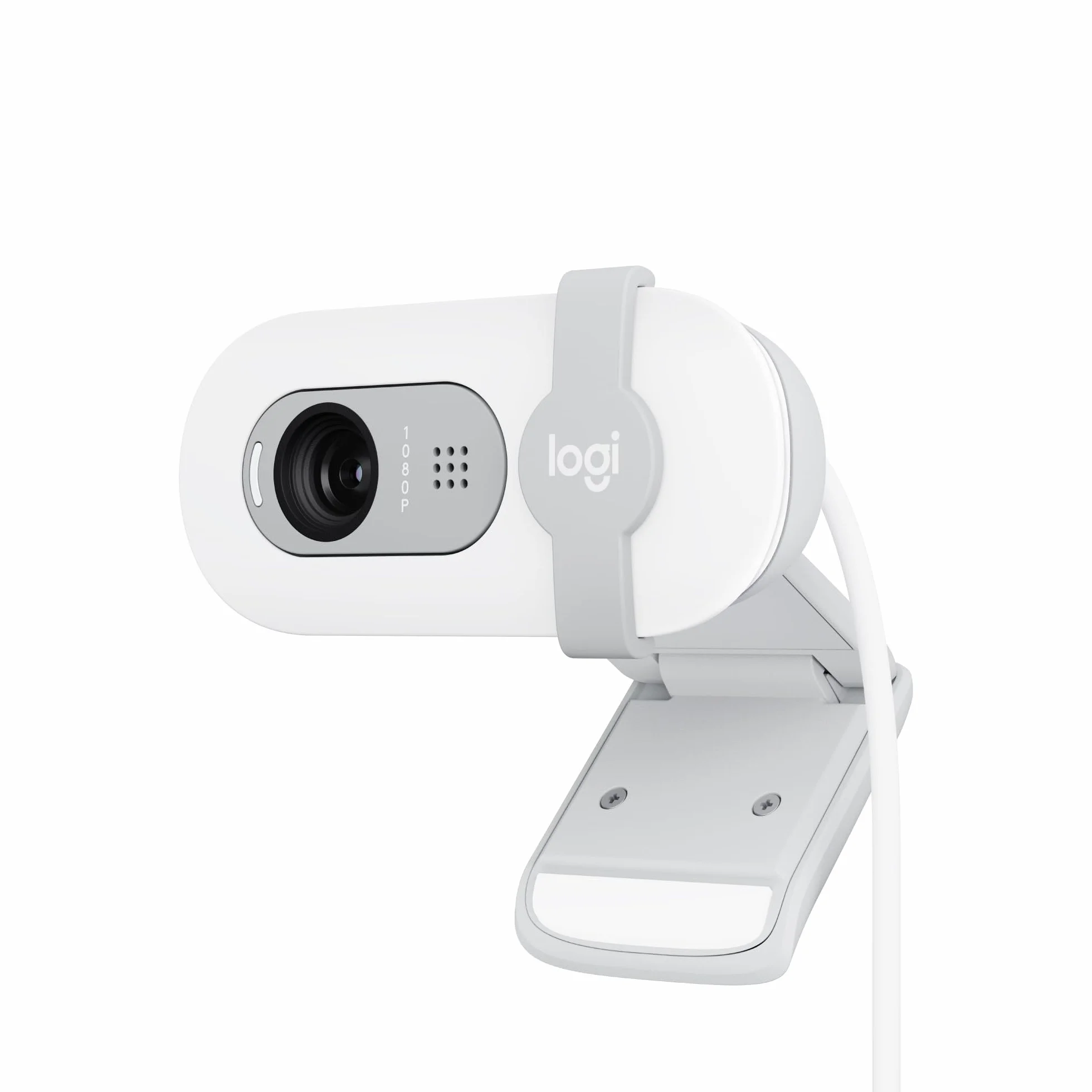 Logitech Brio 100 Full HD Kamera do spotkań i streamowania, automatyczny balans światła, wbudowany mikrofon, osłona migawki, USB-A, do Microsoft Teams, Google Meet, Zoom i innych - Biały