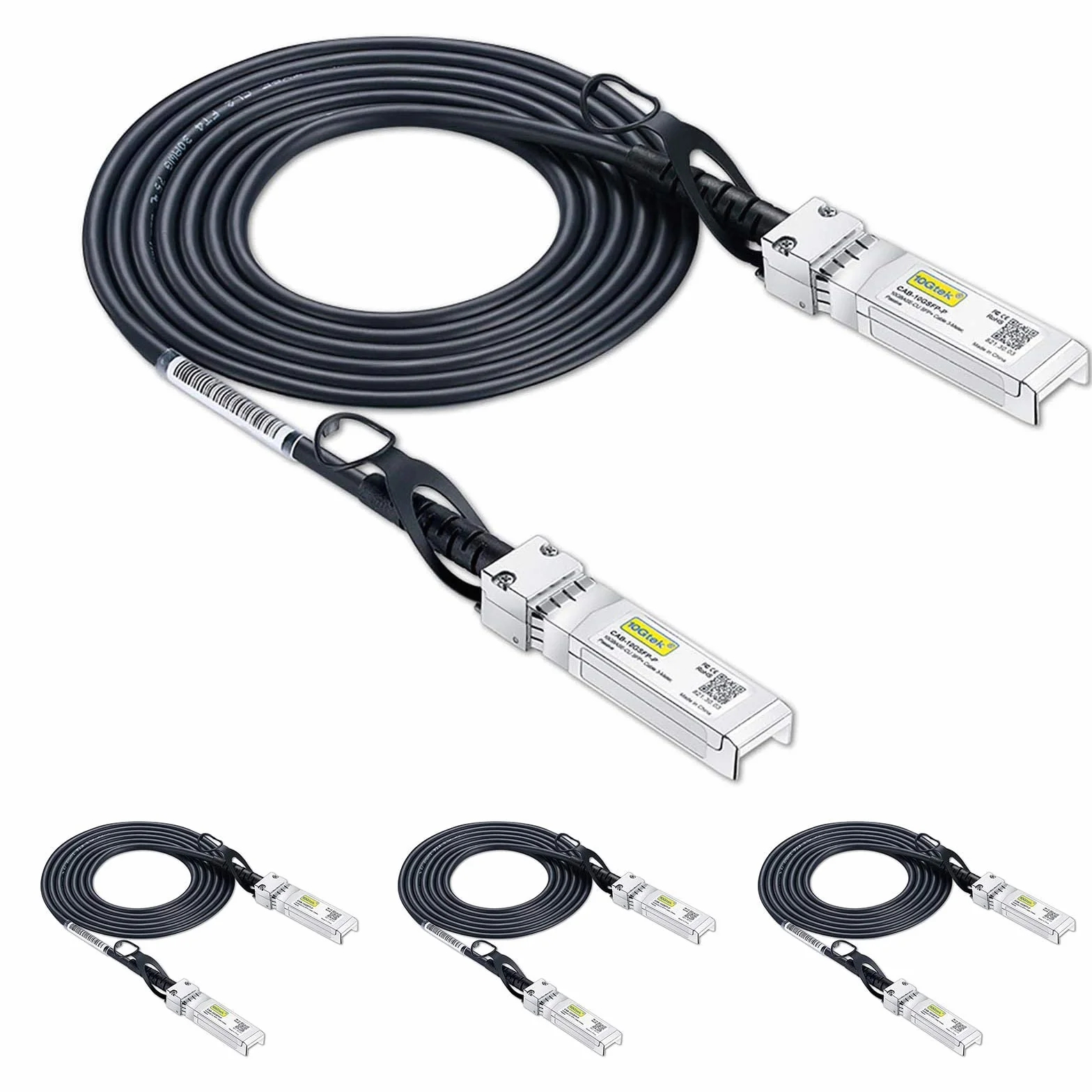 10Gtek# [4-Pack 10G SFP+ DAC Cable - 10GBASE-CU Passive Direct Attach Copper Twinax SFP Cable for Cisco SFP-H10GB-CU1.5M, Ubiquiti UniFi, D-Link, Supermicro, Netgear, Mikrotik, Fortinet, 1.5m