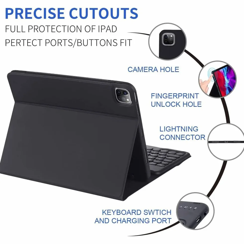 Keyboard Case for Samsung Galaxy Tab S10 FE/S9 FE 10,9 cala/Galaxy Tab S9 11 cali 2023, magnetyczna odłączana klawiatura Bluetooth Slim Case z uchwytem na długopis i myszką,Black