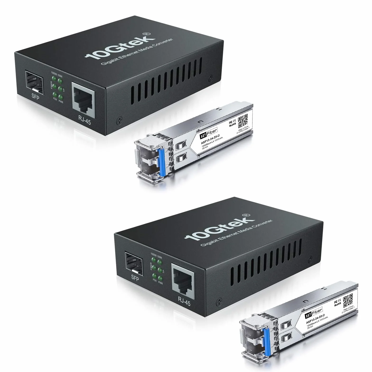 Konwerter mediów Gigabit Ethernet 1,25 G SFP do RJ45 włókno szklane miedź 20 km jednomodowy