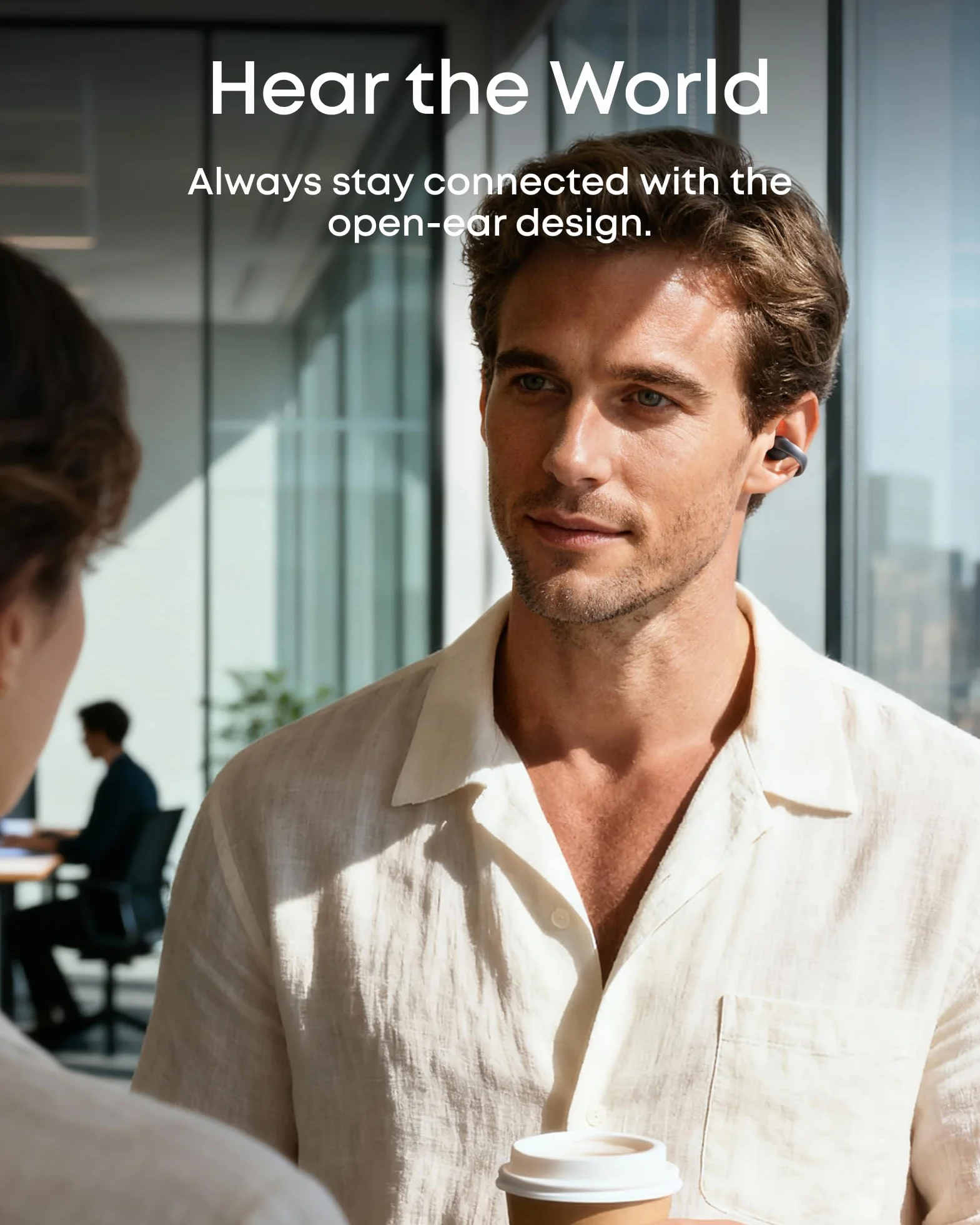 soundcore AeroClip by Anker, słuchawki z otwartym uchem, słuchawki z klipsem, komfort adaptacyjny, wyraźne połączenia z 4 mikrofonami i sztuczną inteligencją, stabilne dopasowanie, sterowniki 13 mm