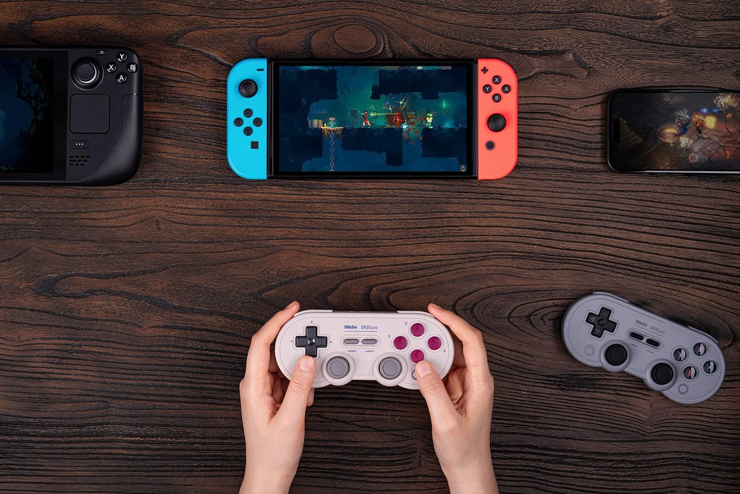 8BitDo SN30 Pro kontroler Bluetooth z joystickami z efektem Halla, wibracjami Rumble i funkcją Turbo, kompatybilny z Switch/Switch 2, PC, macOS, Android, Steam Deck i Raspberry Pi (szary)