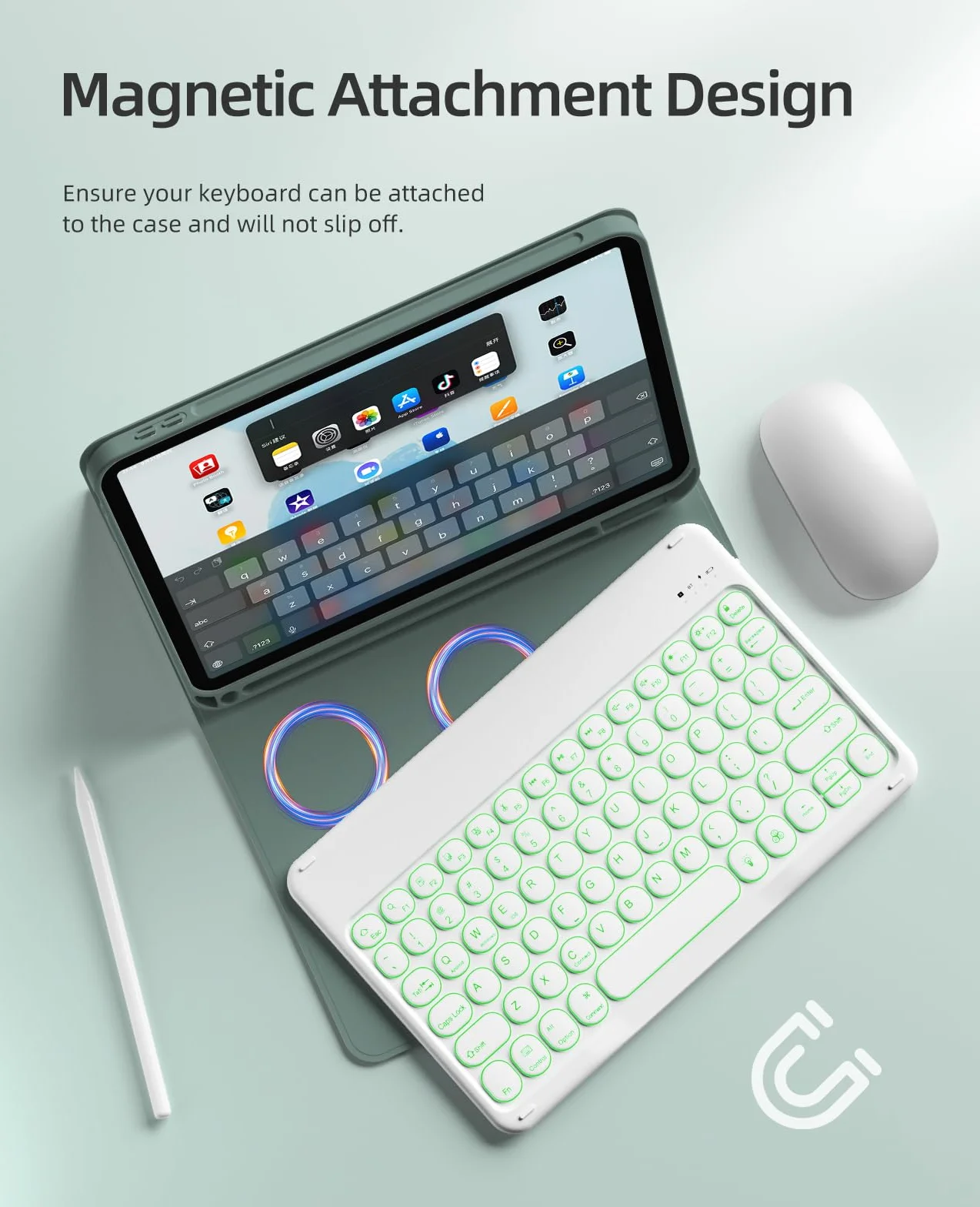 JKSML Etui z klawiaturą do iPada A16 11 cali 2025 i iPad 10 generacji 10,9 cala 2022 - Podświetlana klawiatura Bluetooth QWERTZ, TPU