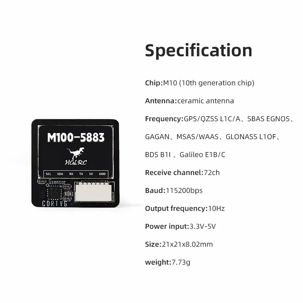 HGLRC M100-5883 moduł kompasu GPS, zmodernizowany chip dziesiątej generacji, kompatybilny z FPV UAV