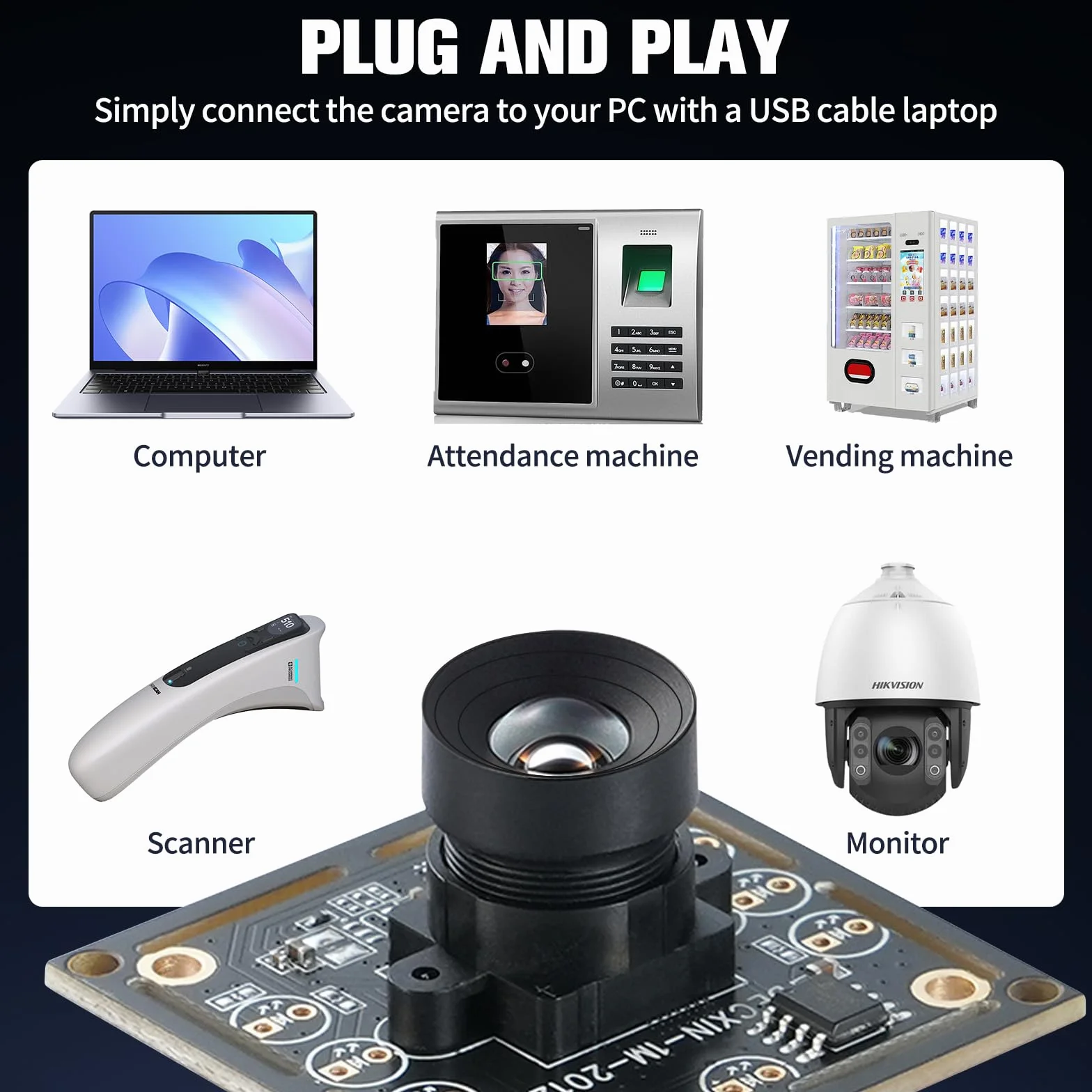3-częściowy moduł kamery 100 stopni OV9732 – wysoka czystość obrazu z chipem HD 720p, rozdzielczość 1MP, sterownik USB, z kablem o długości 2 m, kompatybilny z Autodarts.Io, do wszechstronnych