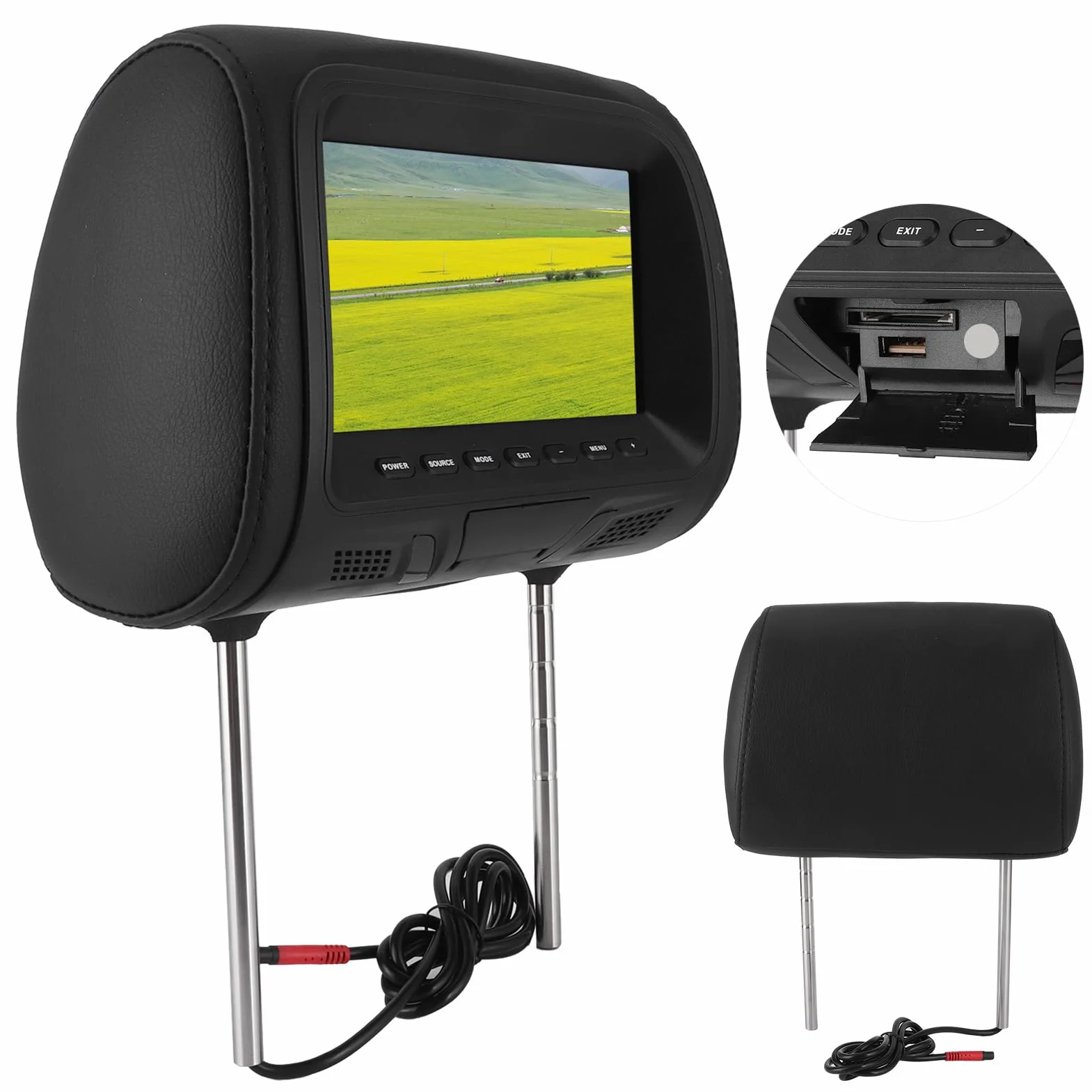 KIMISS Monitor samochodowy 7" MP5 dla dzieci, podgłowikowy wyświetlacz LCD, wsparcie USB, wzmacniacz, dla samochodu