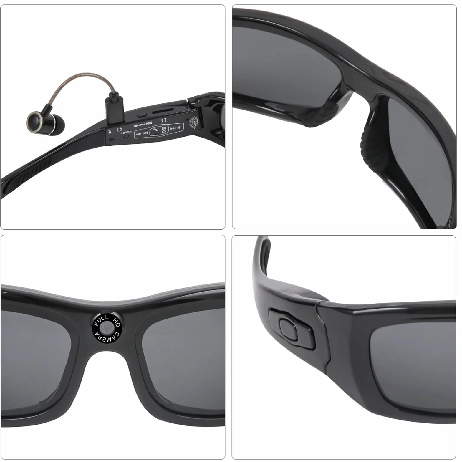 Okulary do Aparatu, Inteligentne Okulary 1080P Full HD, Obsługa do 128 GB z Bluetooth, Obsługa połączeń z muzyką Wideo Okulary Przeciwsłoneczne do Jazdy Konnej