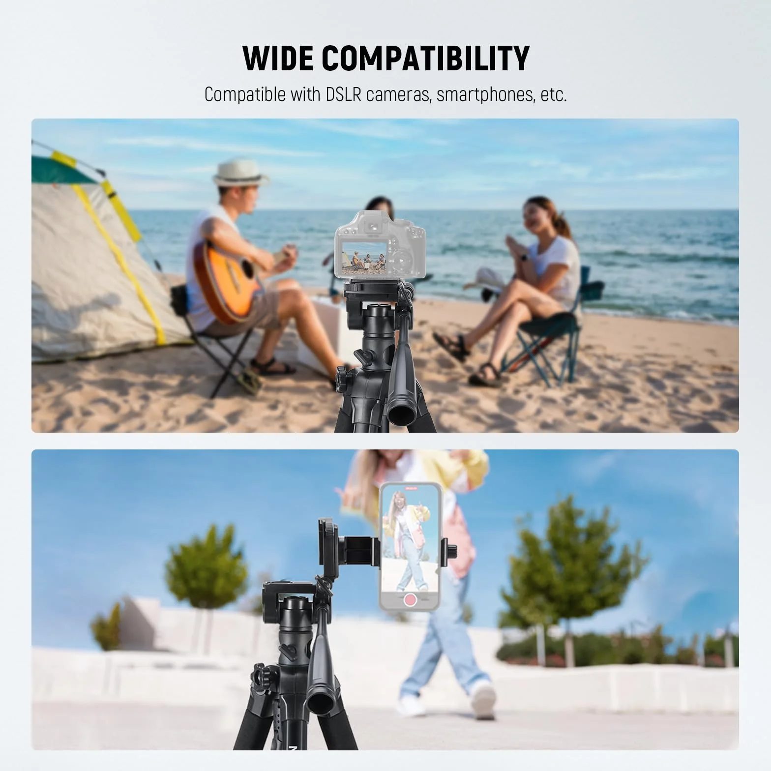 NEEWER BASICS TP05 Statyw Wideo Monopod 188 cm 3-Kierunkowy Uchwyt na Telefon z Głowicą Pan Tilt