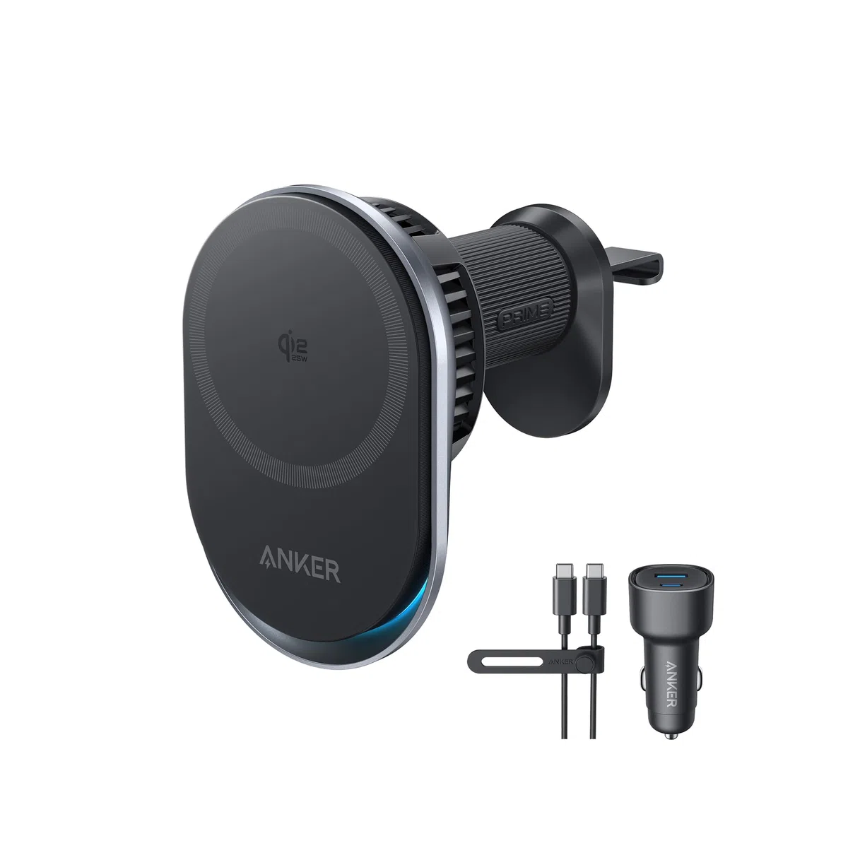 Anker Prime Magsafe Ładowarka samochodowa, bezprzewodowa ładowarka samochodowa z certyfikatem Qi2 25 W i aktywnym chłodzeniem TEC, mocne magnesy, uchwyt na kratkę wentylacyjną do iPhone'a 17-12