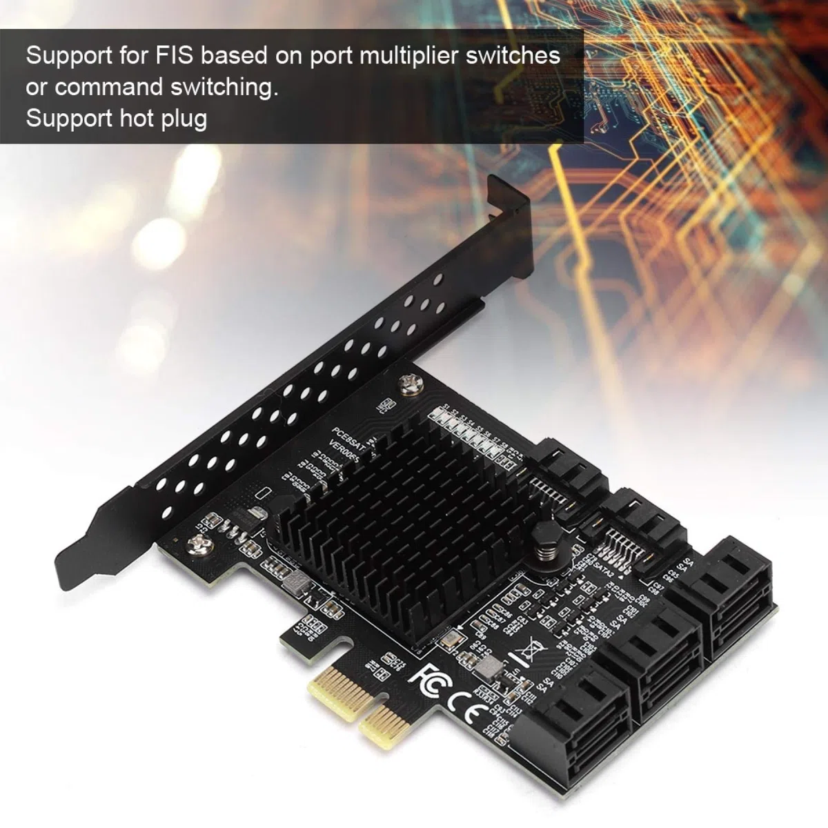 ASHATA Karta PCIE SATA, karta rozszerzeń kontrolera PCI-E do SATA3.0, 8-portowa karta rozszerzeń interfejsu SATA3.0, karta adaptera PCI-E SATA pasuje do 7/8/XP/10