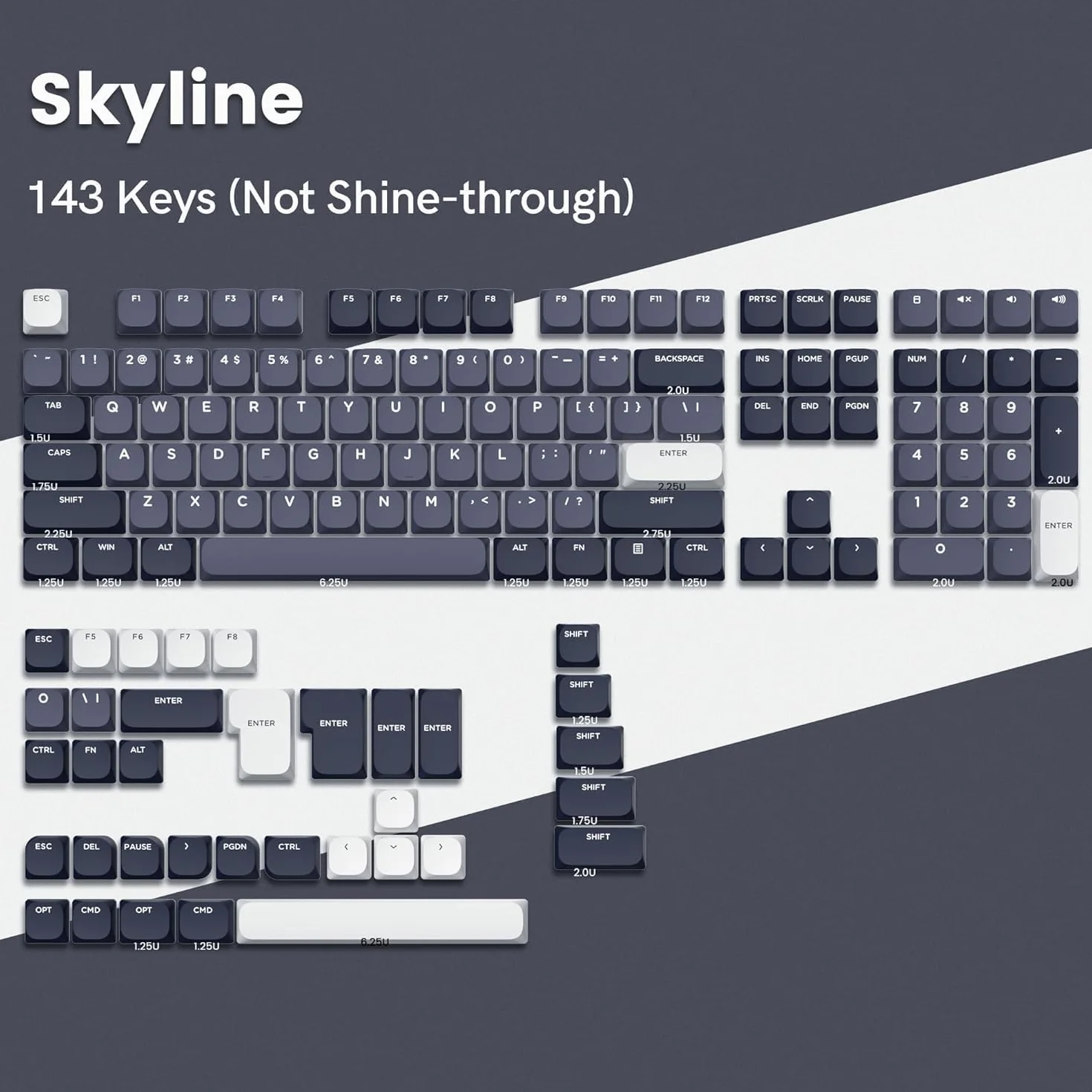 Klawiatura mechaniczna PBT 75% niskoprofilowe klawisze ANSI US szary