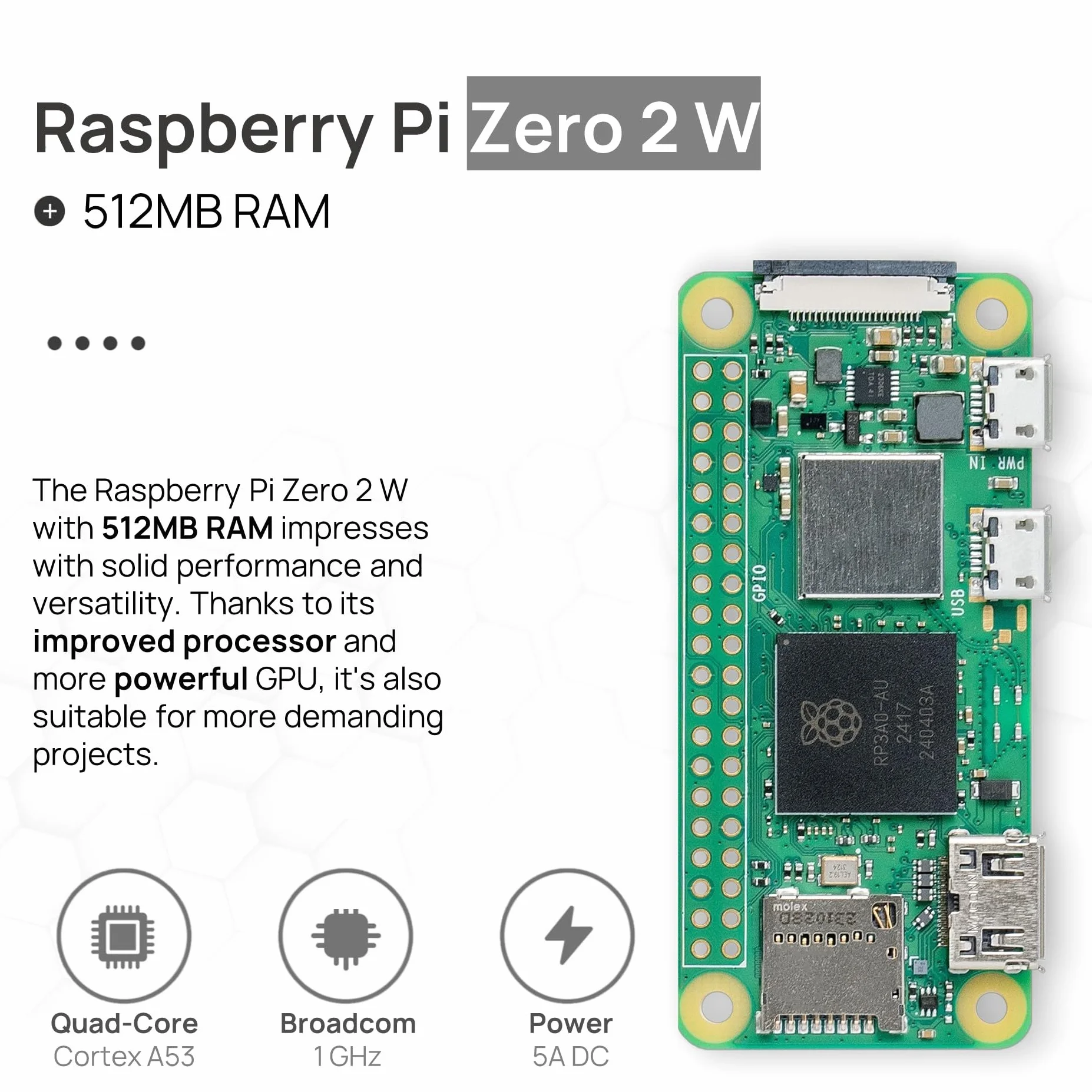 db-tronic Raspberry Pi Zero 2 W 512 MB Starter Kit | Zasilacz 13 W | Obudowa z 3 osłonami | Mini HDMI | Kabel do kamery | Gumowe nóżki | idealny do Home Assistant i smart home