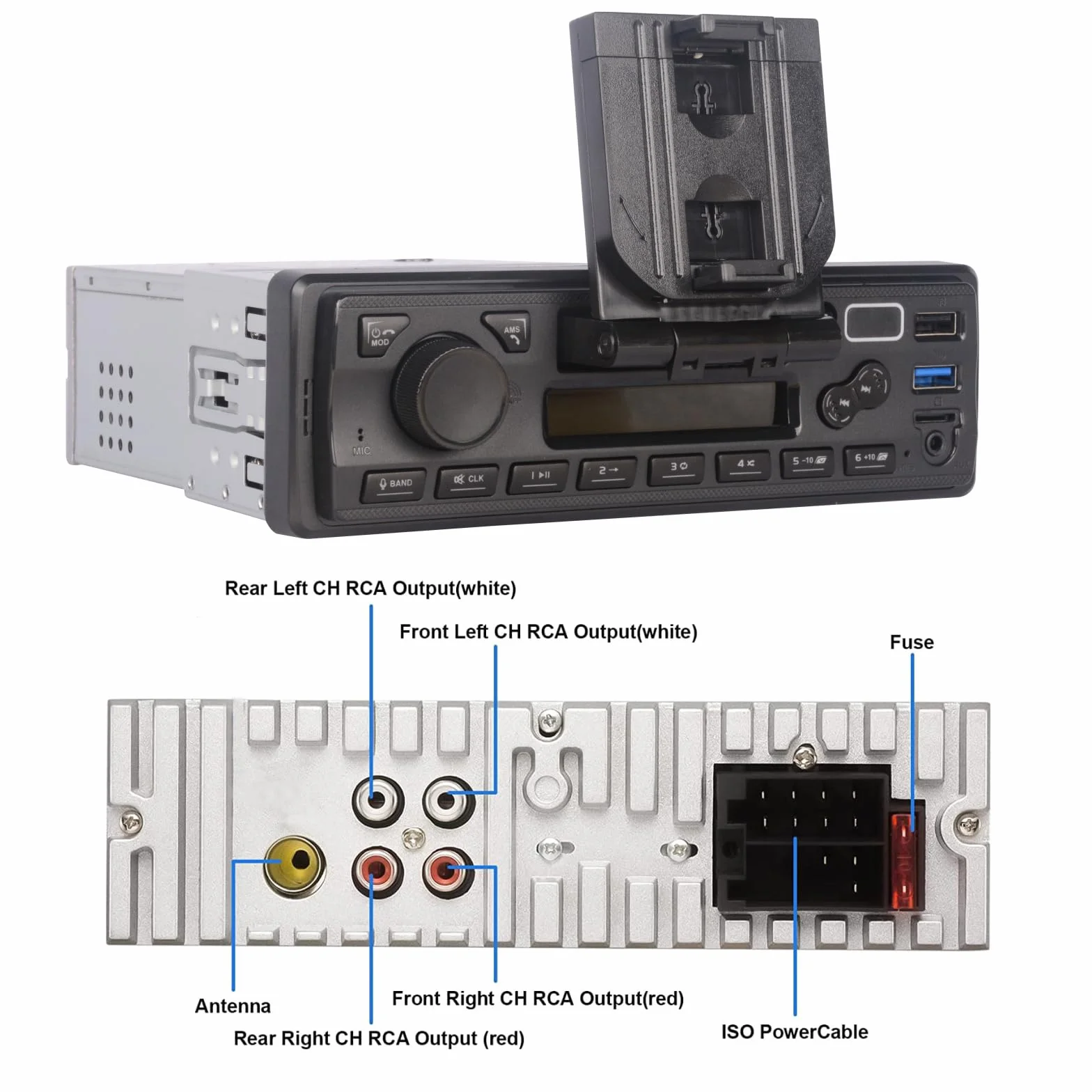 Samochód stereo z singlem Bluetooth Single Din with App Control MP3 Odtwarzacz obsługuje połączenia bezpłatne/USB/FM/AM/TF/Aux-in/EQ, odbiorniki radiowe samochodowe z uchwytem telefonu Zewnętrzne mikrofon SWC