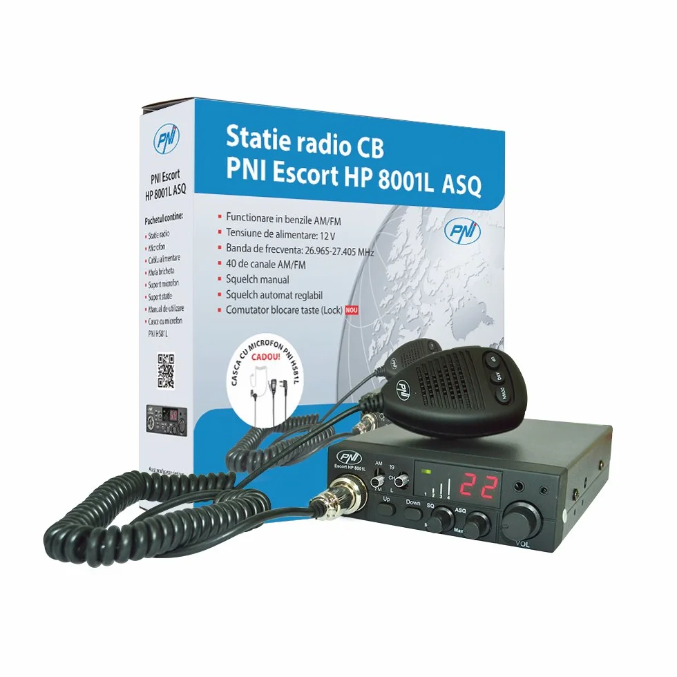 Odbiornik/nadajnik CB PNI Escort HP 8001L regulowana funkcja blokady ASQ 4W + HS81L