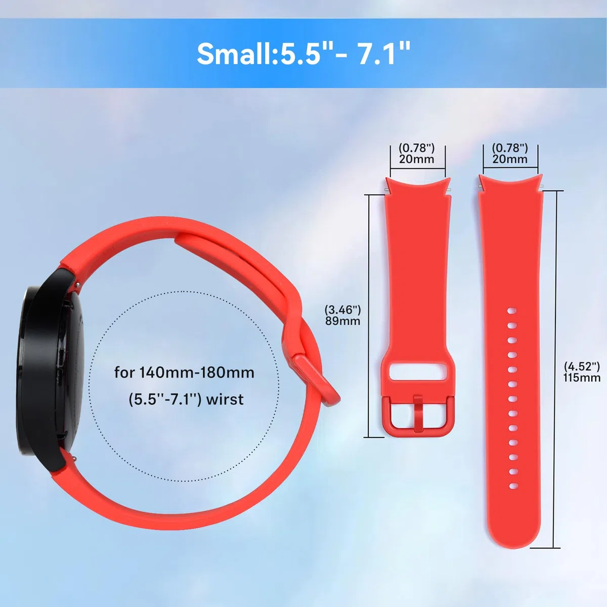 aceyoon 10 silikonowych bransoletek do Samsung Galaxy Watch 7, 6, 5, 4, 40 mm, 44 mm, FE 40 mm, 6 Classic 47 mm, 43 mm / 5 Pro 45 mm, 20 mm, miękki pasek sportowy dla kobiet i mężczyzn (S 140-180 mm)